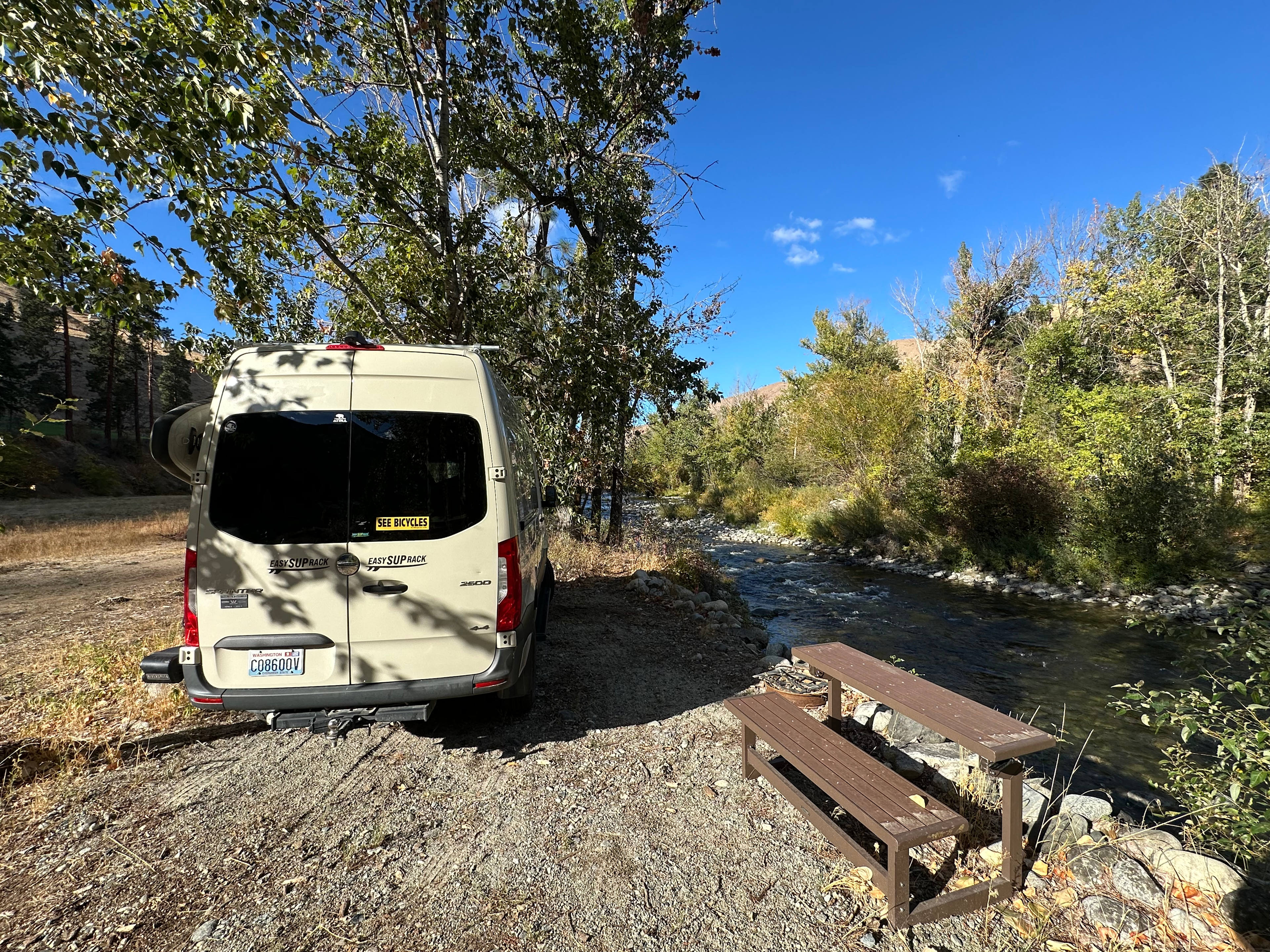 Camp - Van Camp, looking upriver. great private swim hole, farm rental Sprinter Van