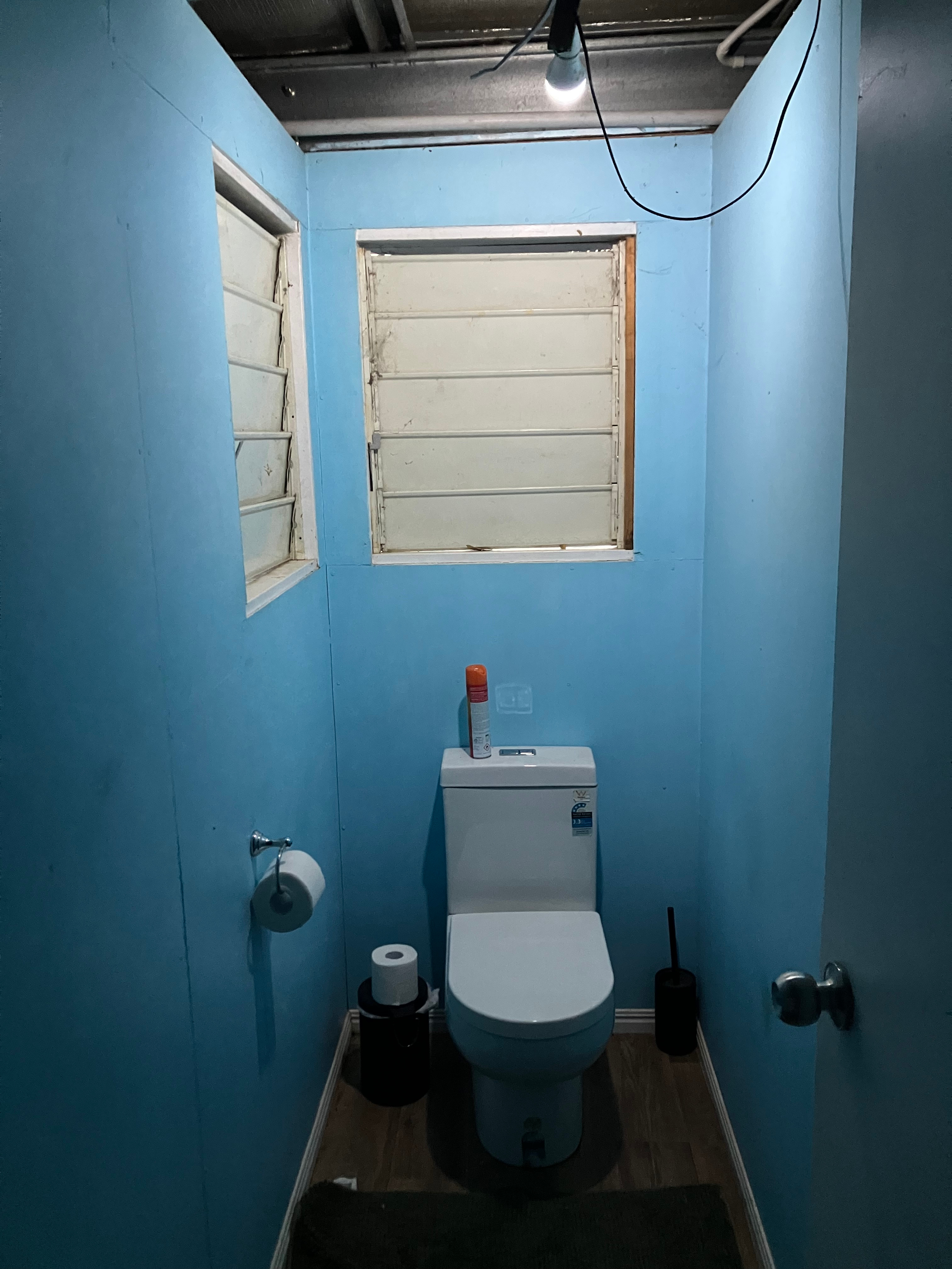 Bush camp has flushing toilet 