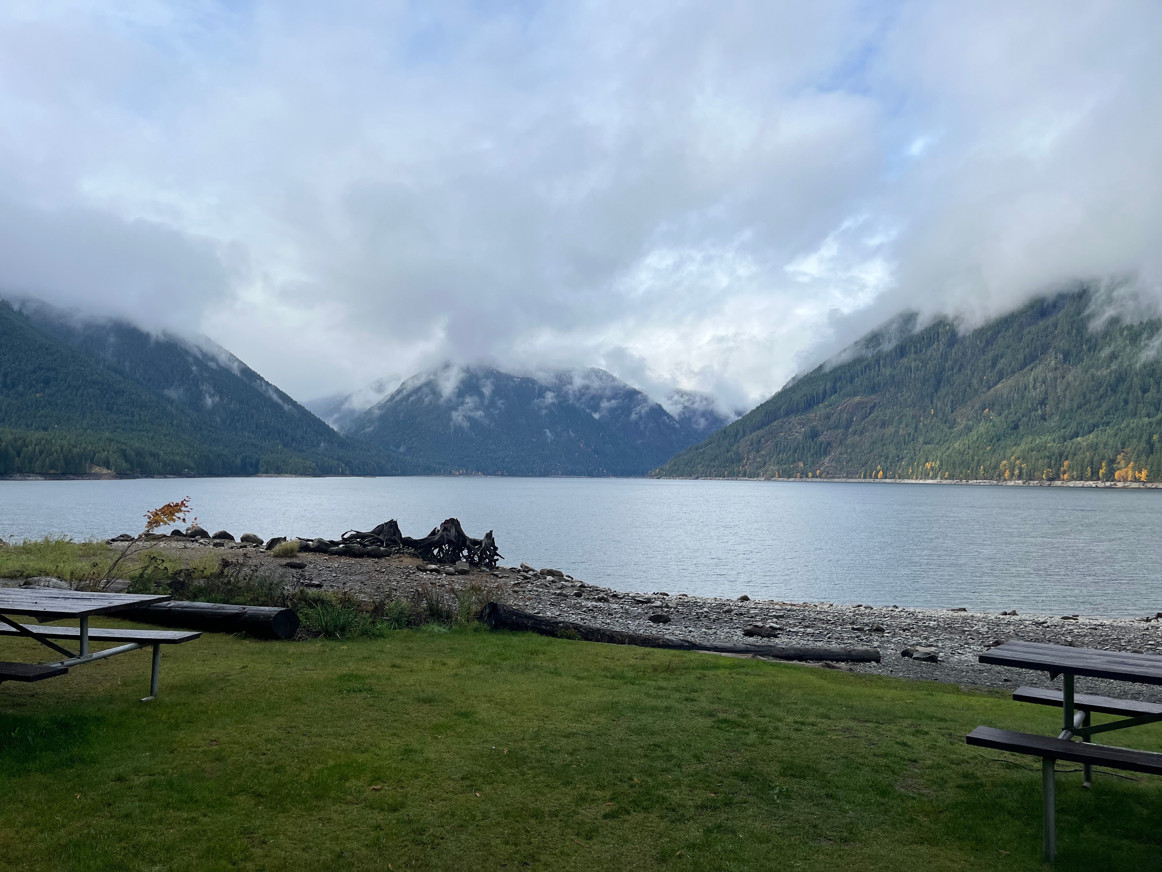 Gorgeous views of the mountains and lake from the Division 3 park-just a five minute walk from your campsite.