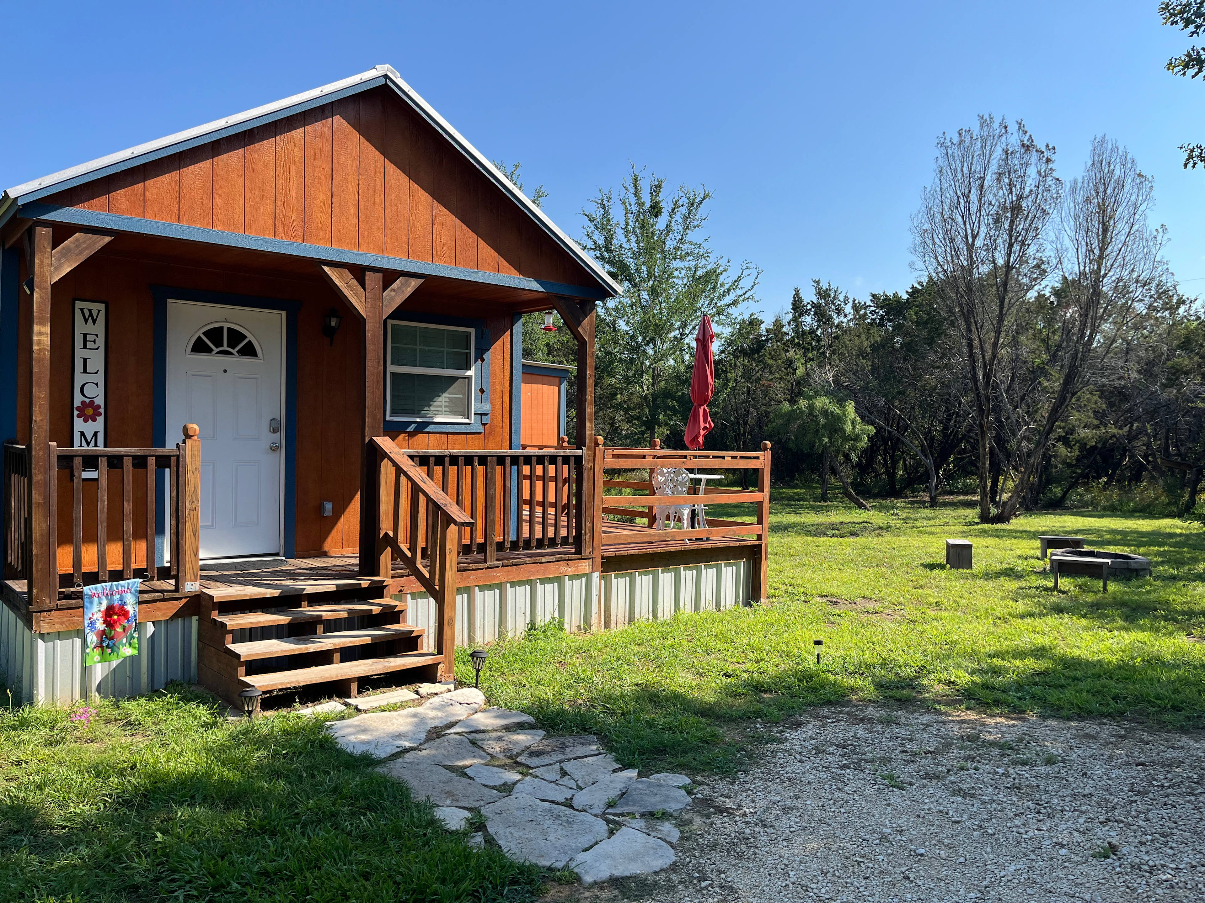 Entire cabin, side yard, fire pit, bring your own wood and/or scavenge the 3.5 acres.
BURN IN FIRE PIT ONLY!!