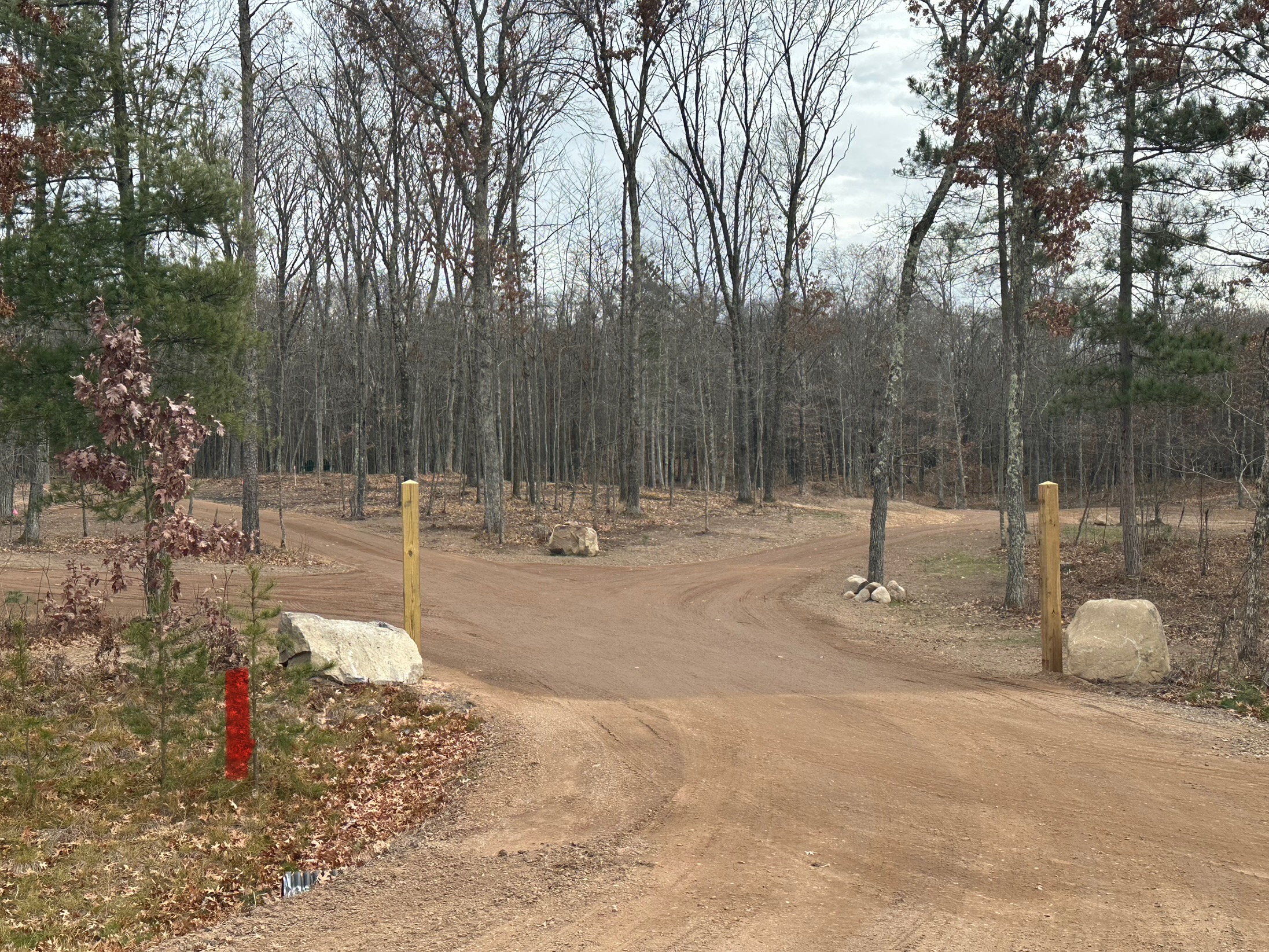 Camp entrance and exit, secluded woodland sites offering direct access to Atv trails and area lakes.
This is a new camp with ongoing improvements. 