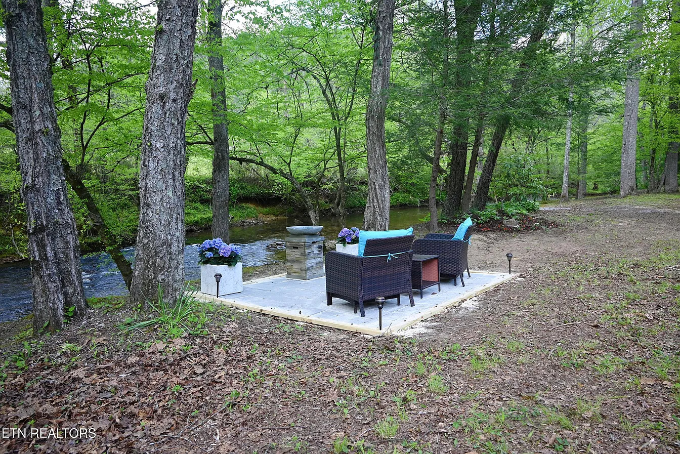 Fire pit along the creek