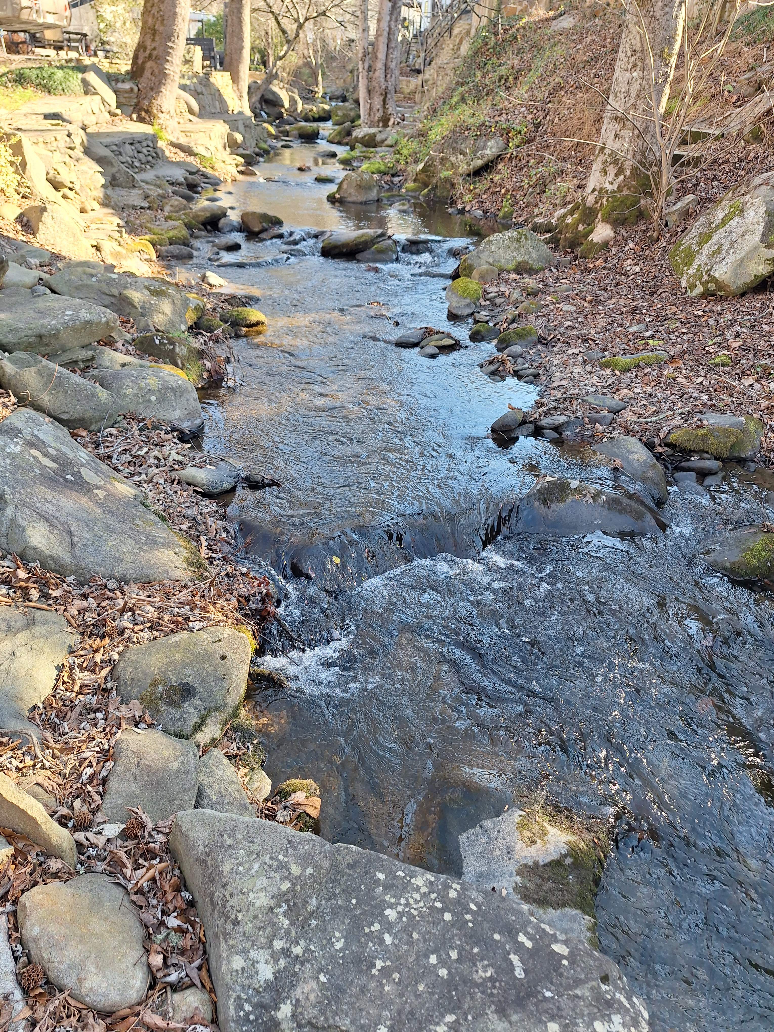 Mountain stream running through resort