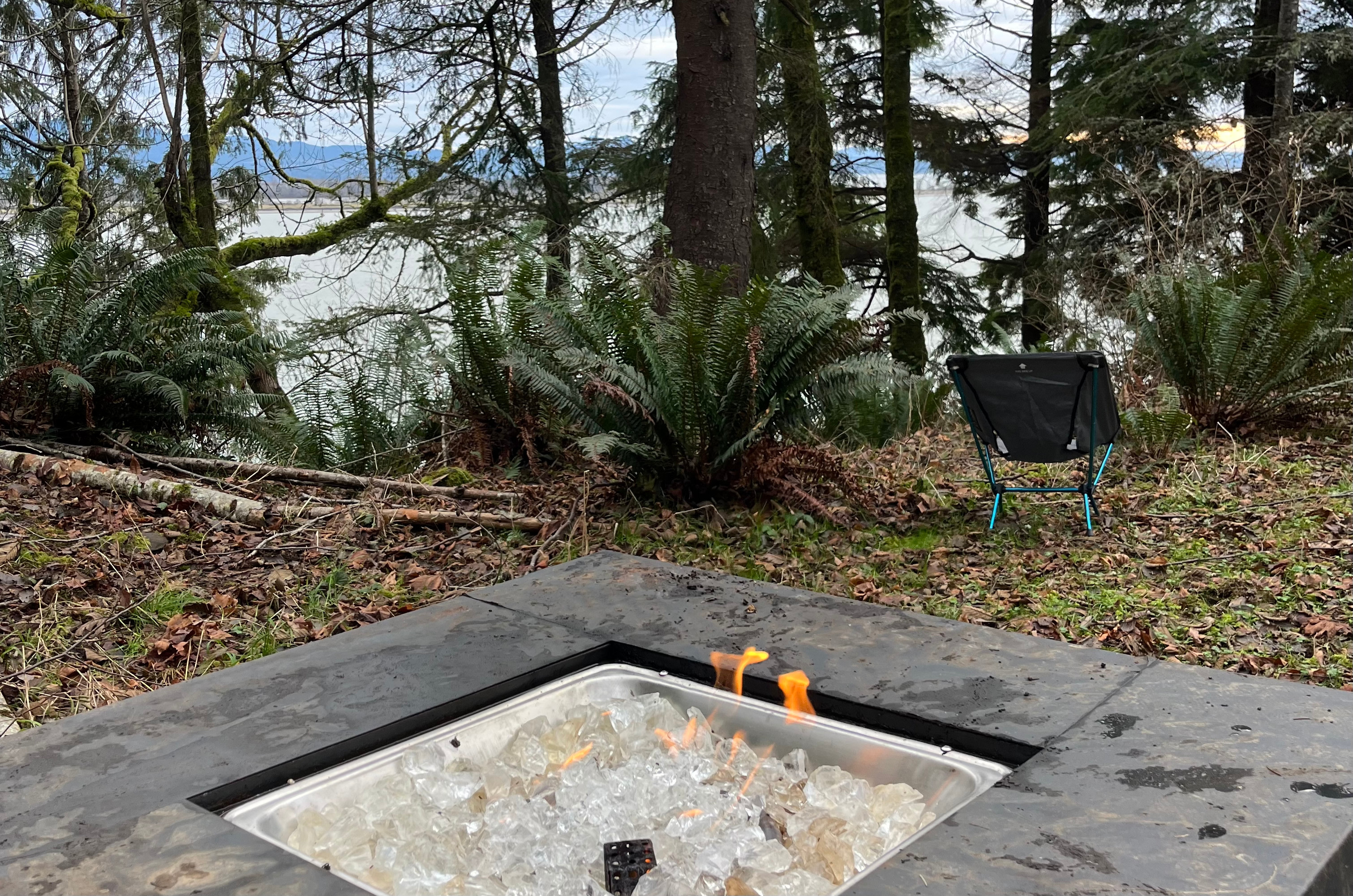 View toward Creekside tent site B and the river. 