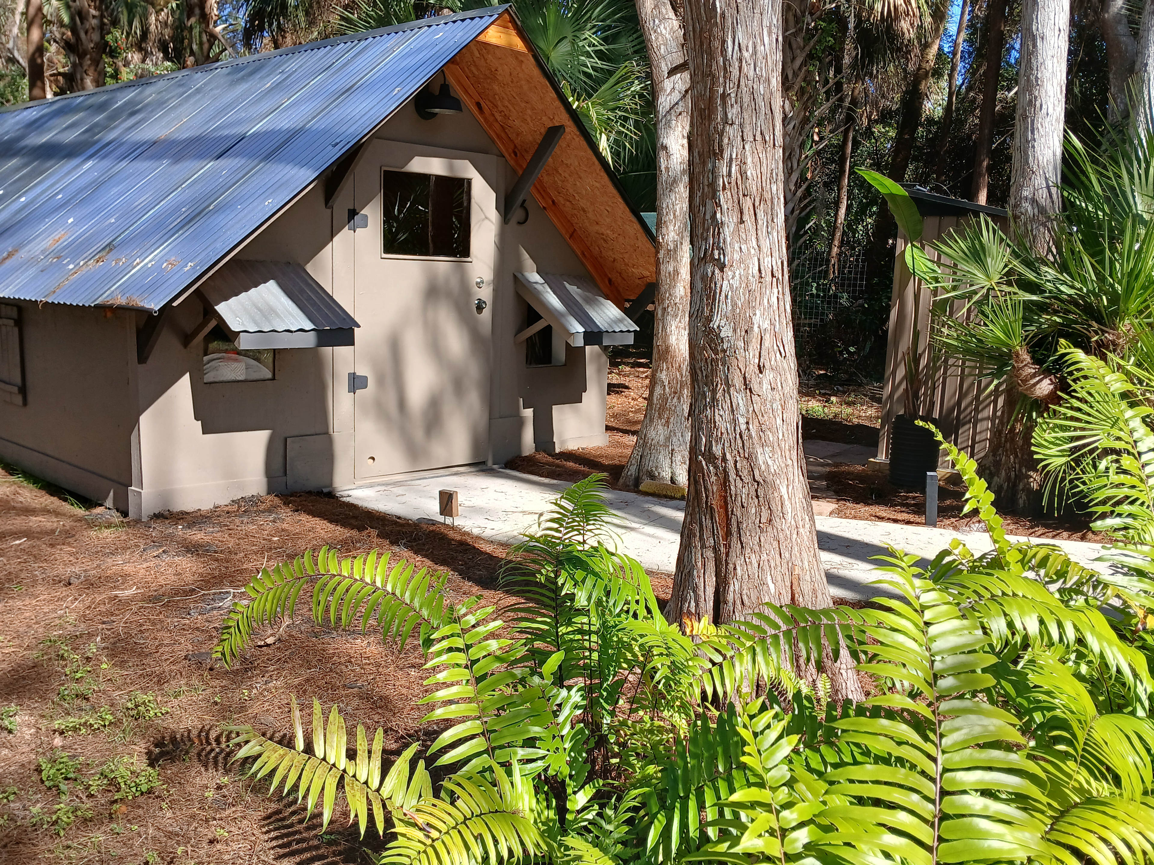 The cabin site is a cozy 210 sf. modified A-frame. Pine and Red Cedar wood was used when possible. The subtle smell of fresh Cedar is always present. 