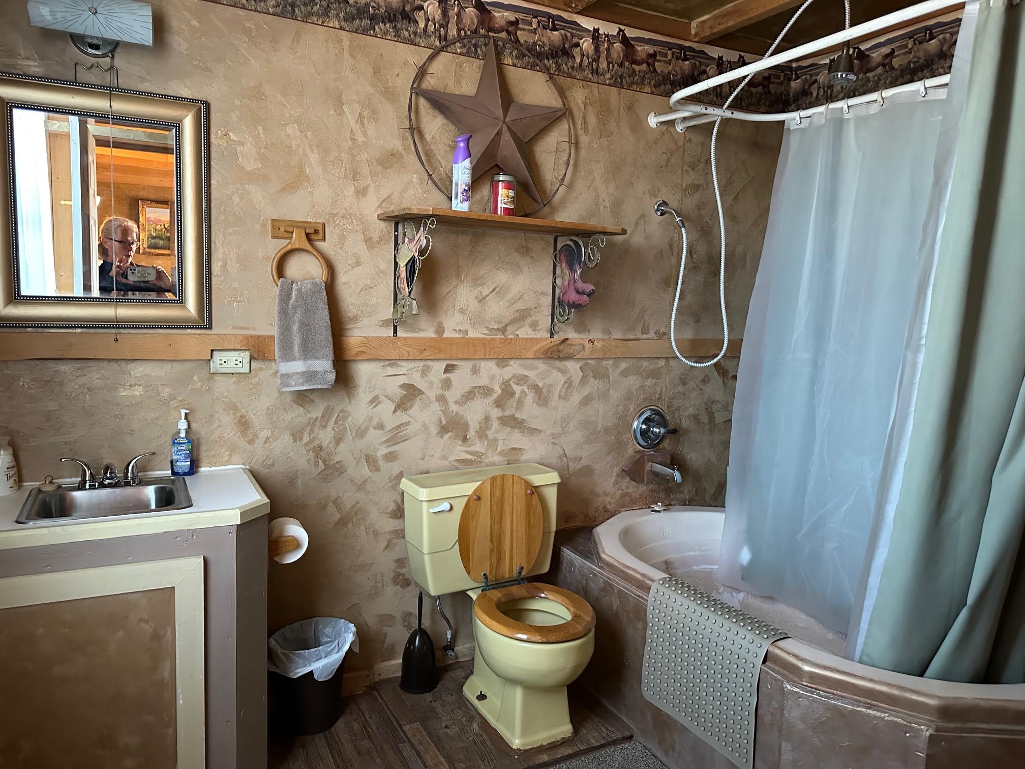 Bathroom in left side of barn
