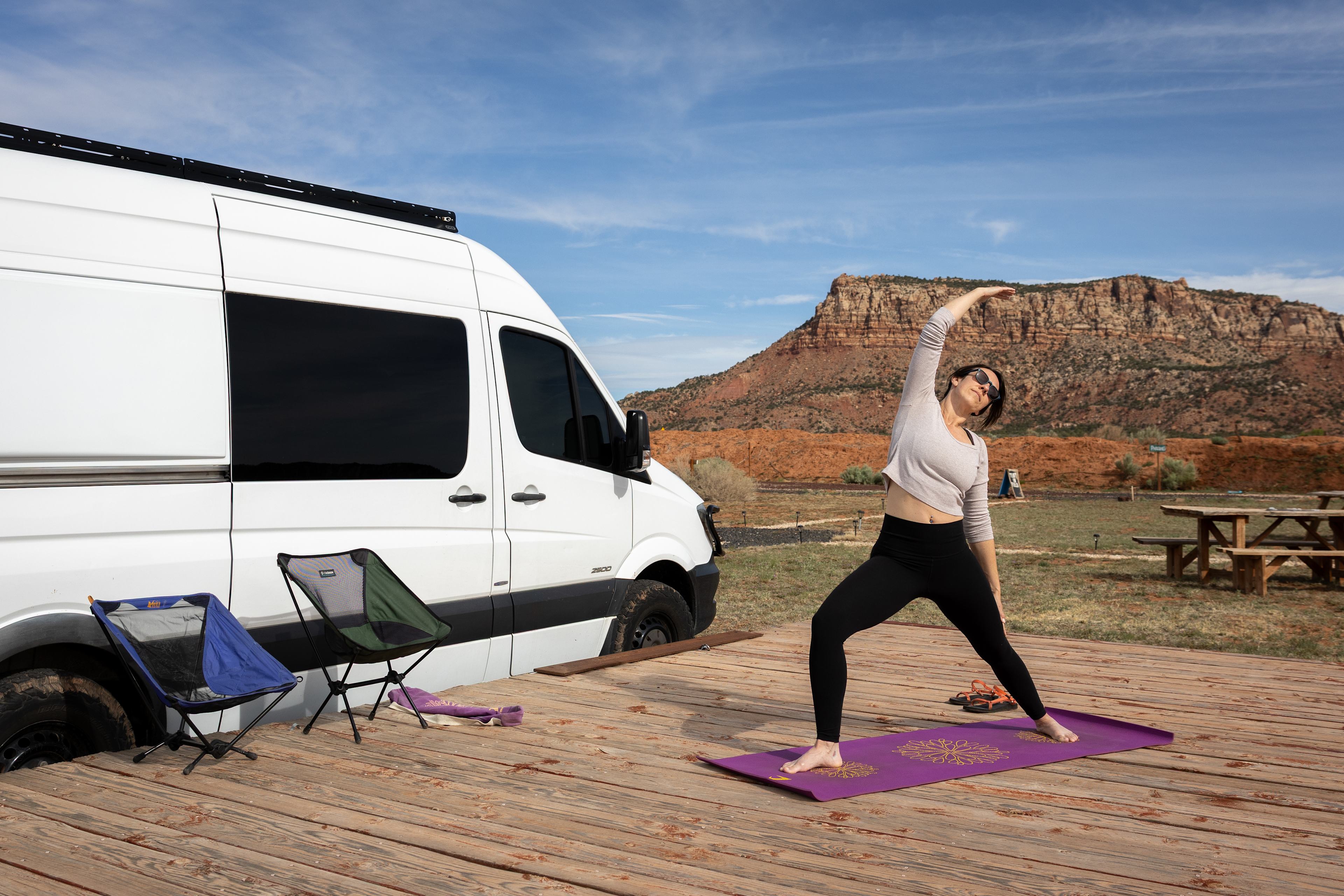 The deck was perfect for a morning yoga sessiom