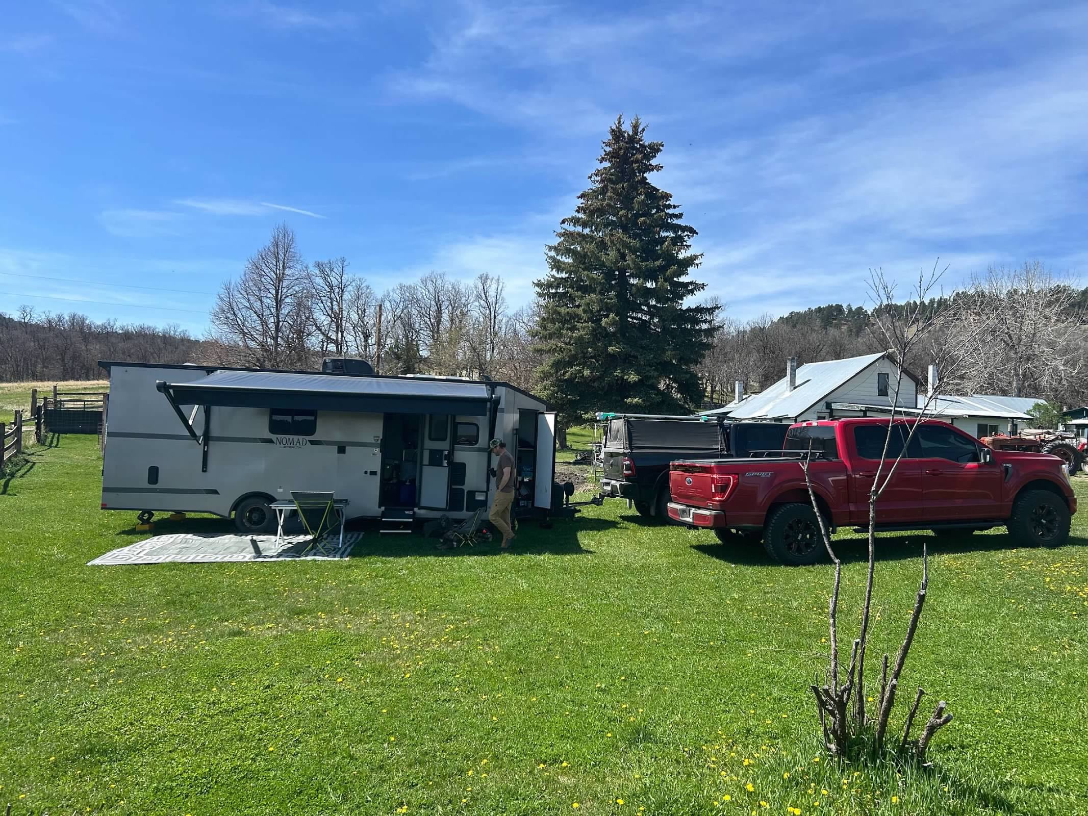 RV set up at private site