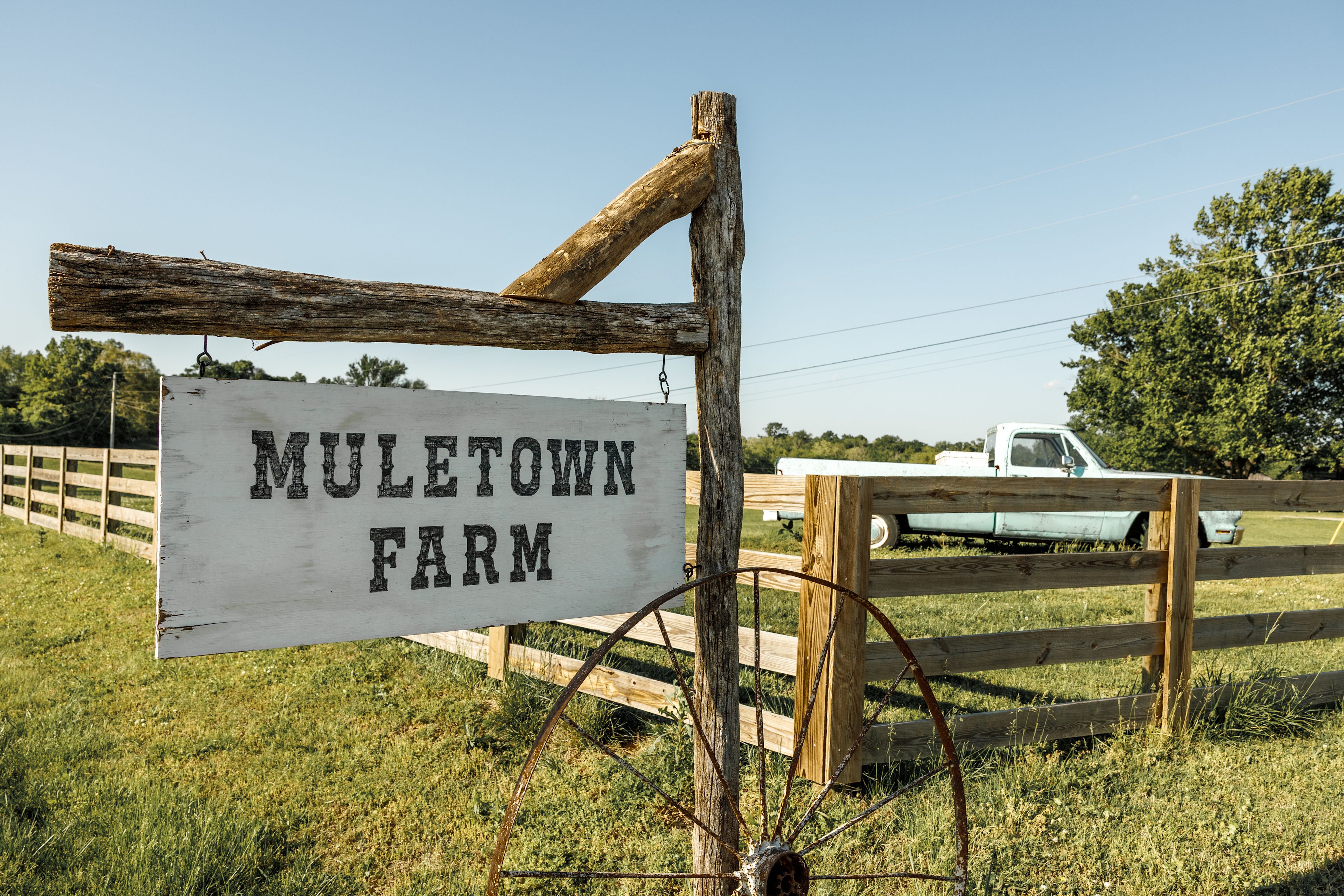 Muletown farm road sign. You can't miss it! 
