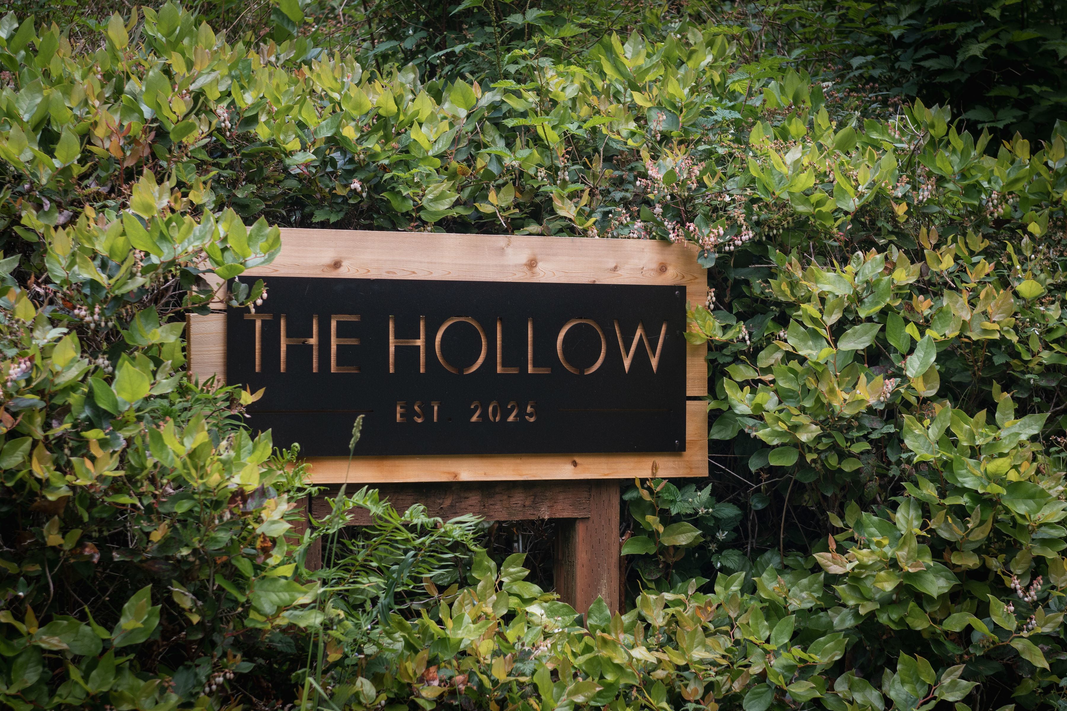 The Hollow sign at the turn off of Holst Rd onto our driveway