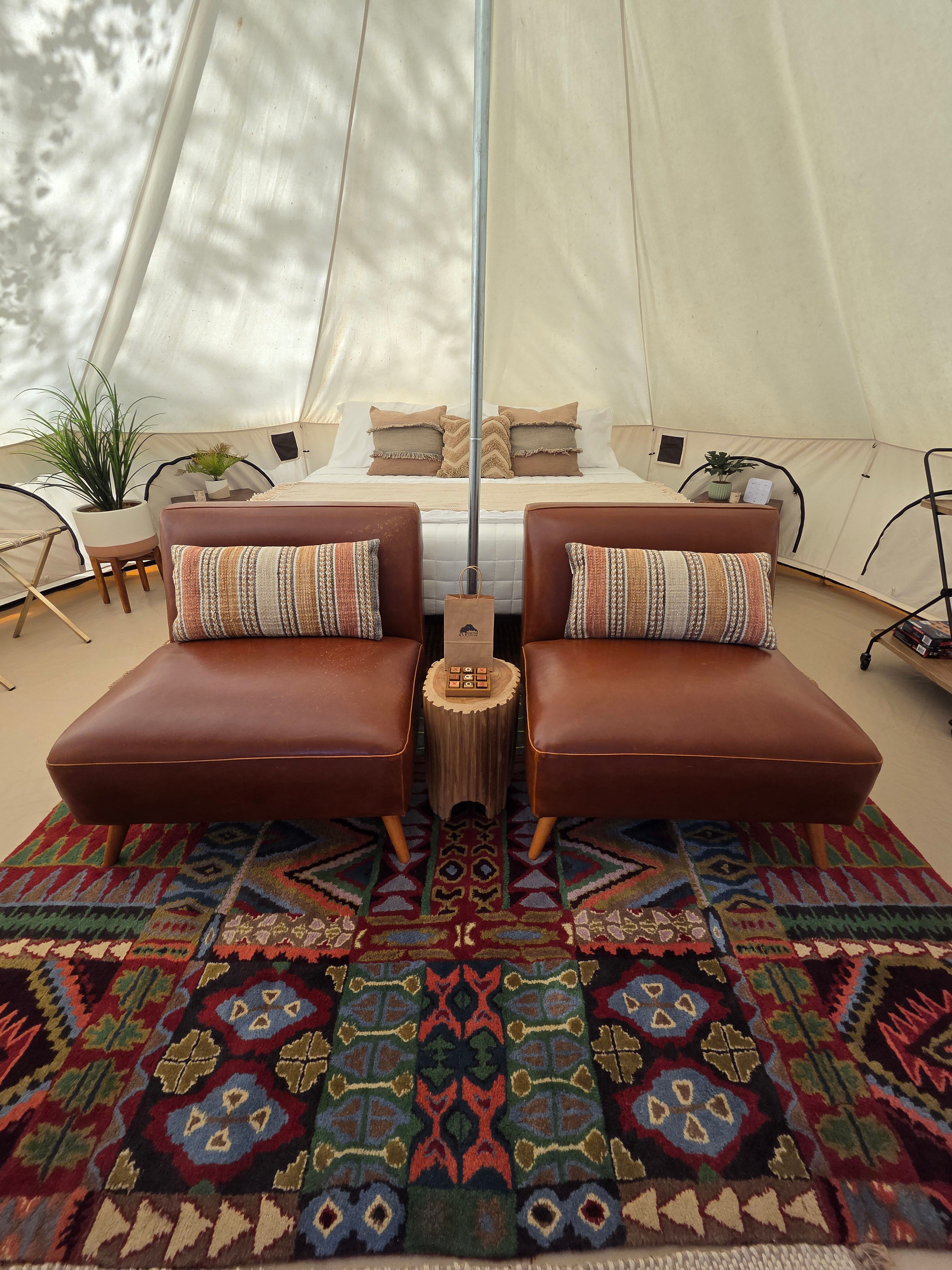 The inviting entry view of your luxury bell tent.
