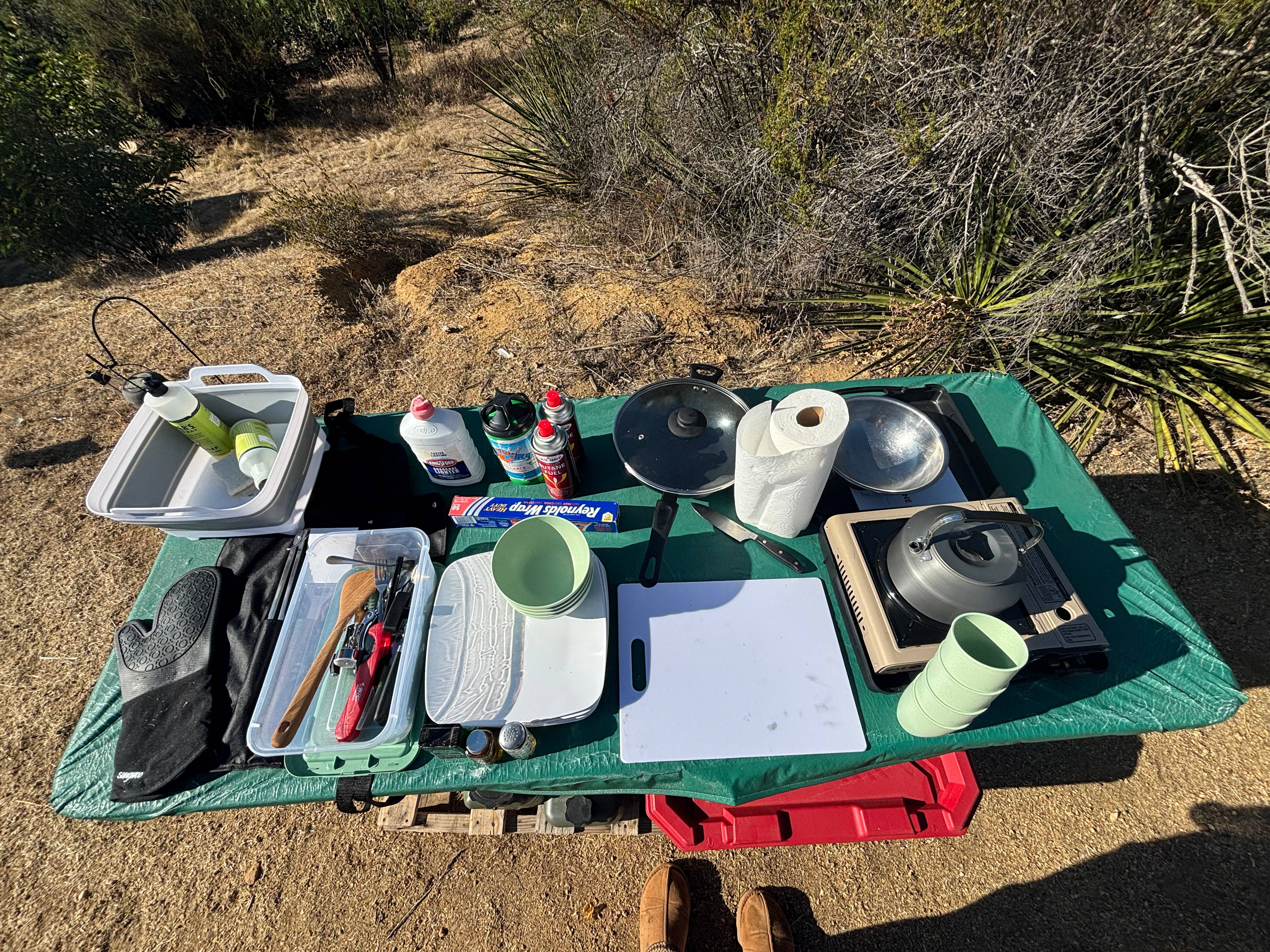 Fully stocked so you don't have to bring anything but a cooler, your food and personal items. (Charcoal + lighter fluid is available as an add-on.)