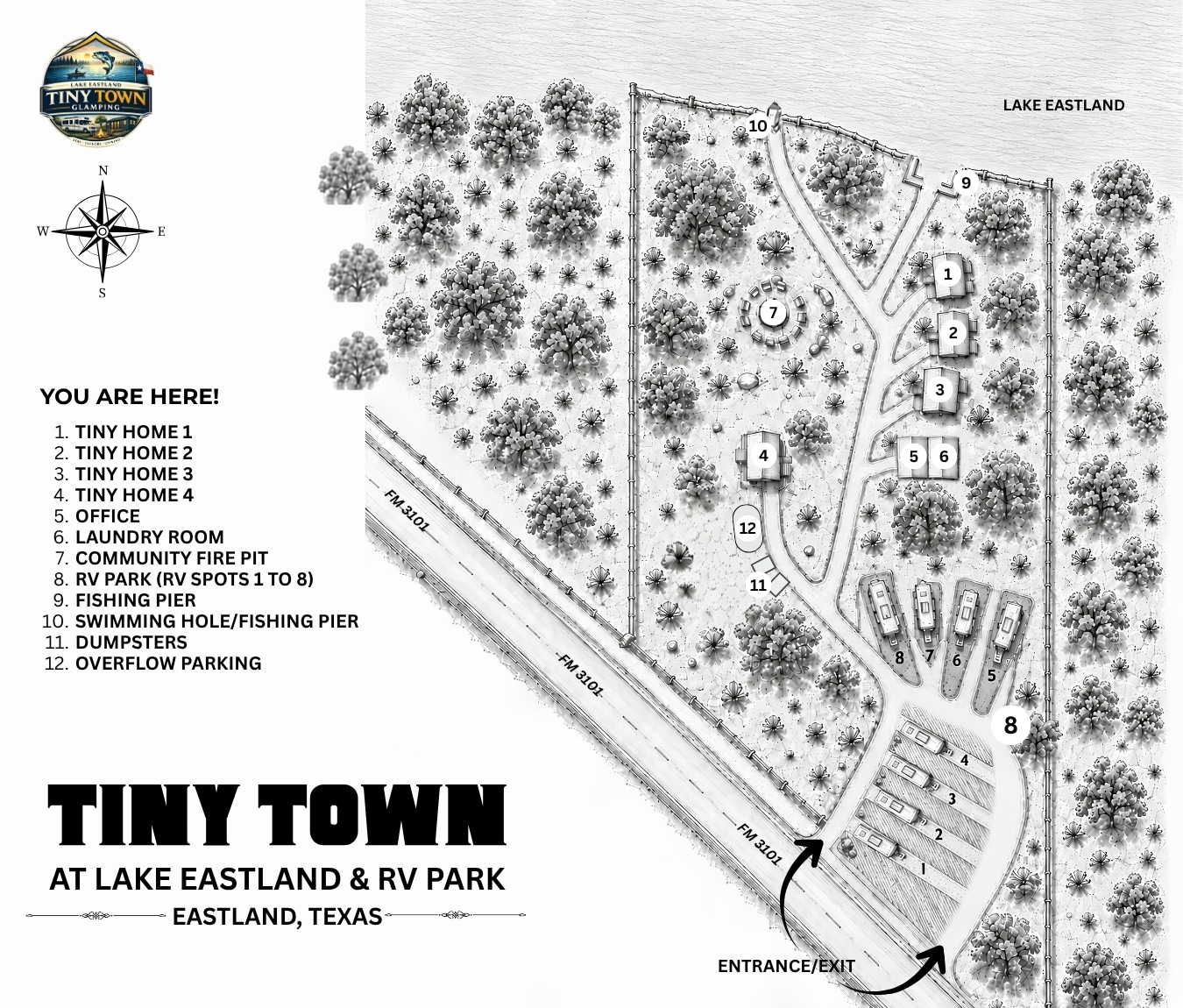 Tiny 🏡 Town at Lake 🎣 Eastland and RV 🚐 Park