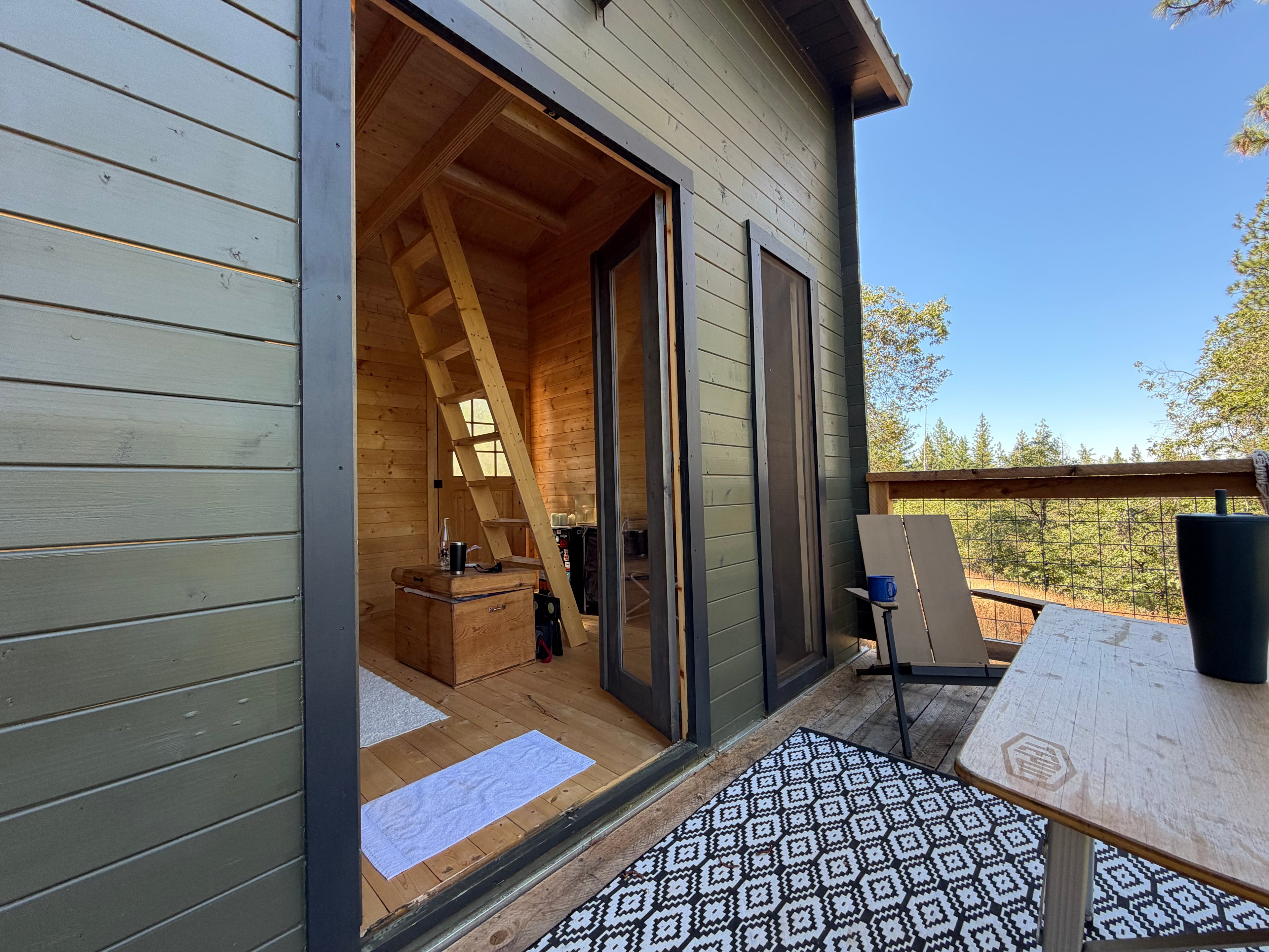 The back deck of the Bunkie, to sit, enjoy a meal and watch the sun set. 
