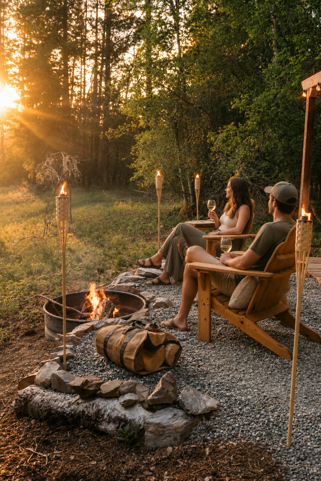 Golden hour by the fire (wood provided)