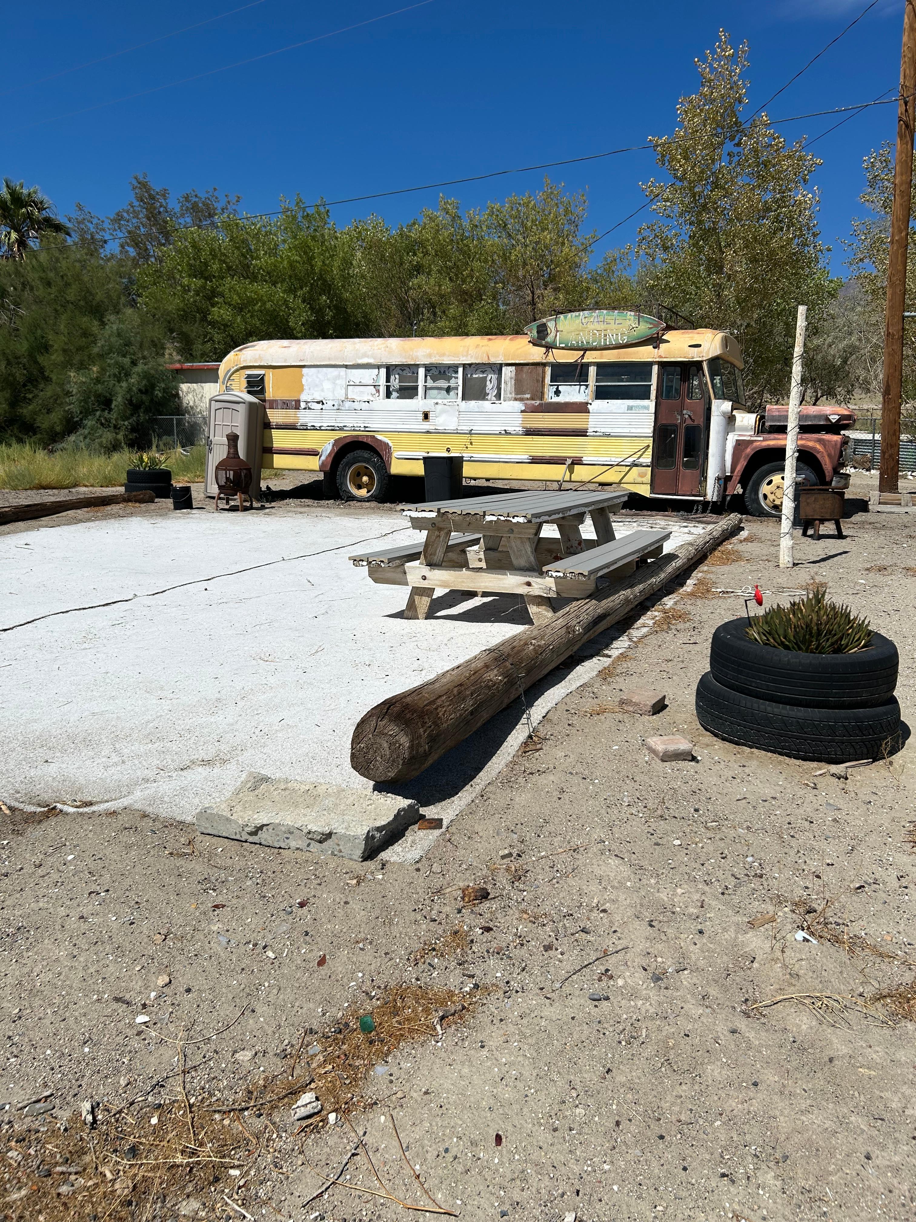 View from the back of the property looking at the bus.