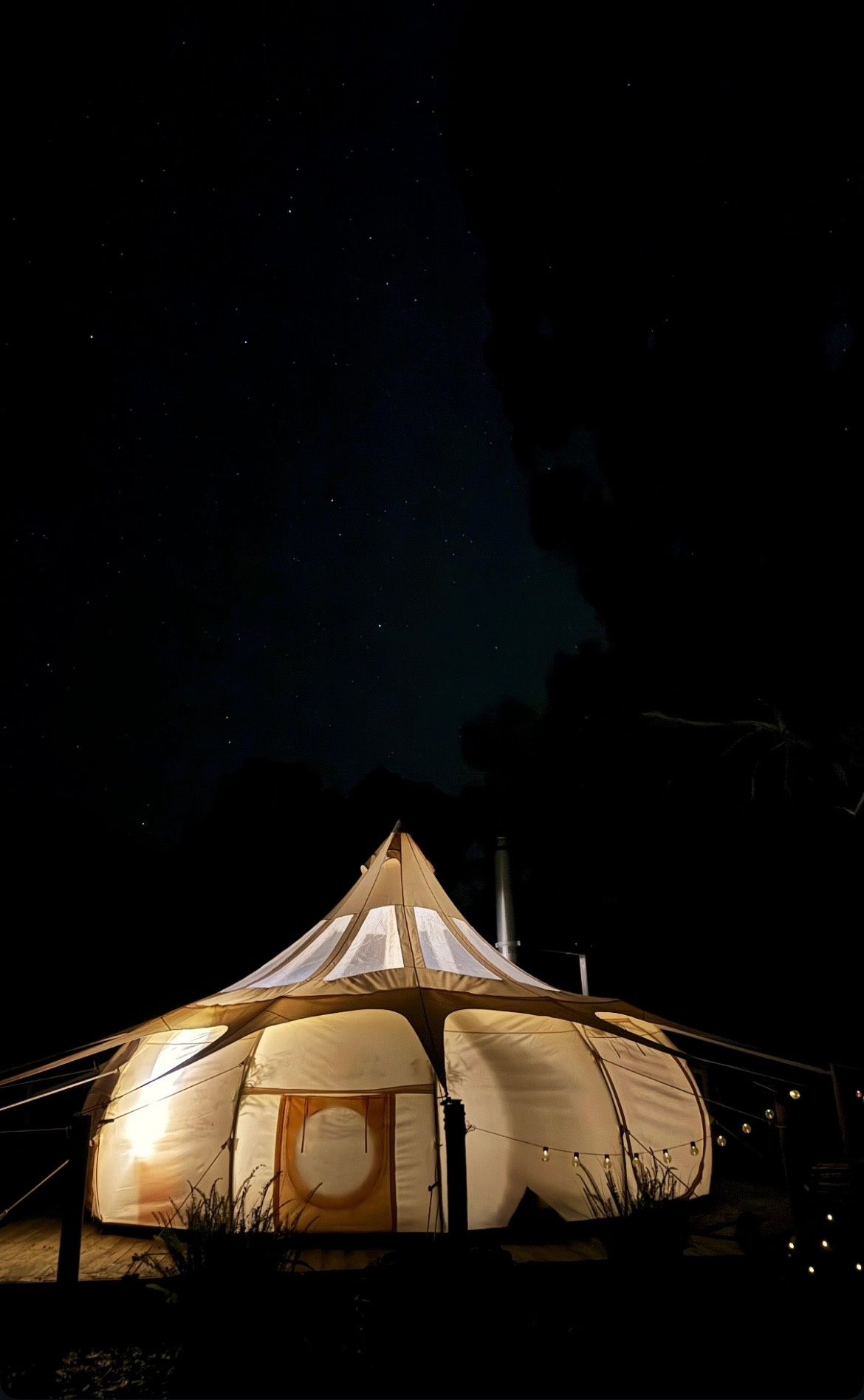 Rustic river glamping