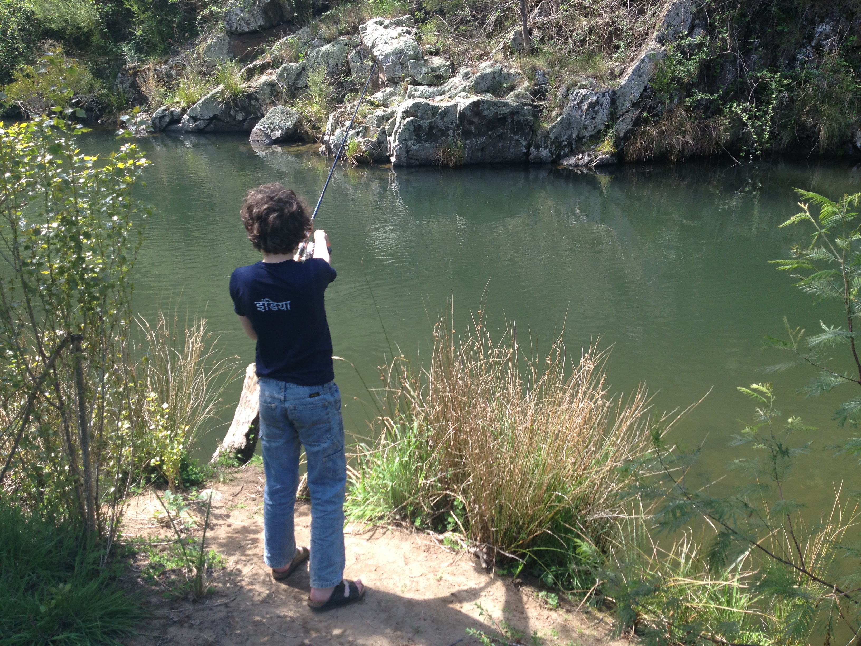 Fishing and swimming 