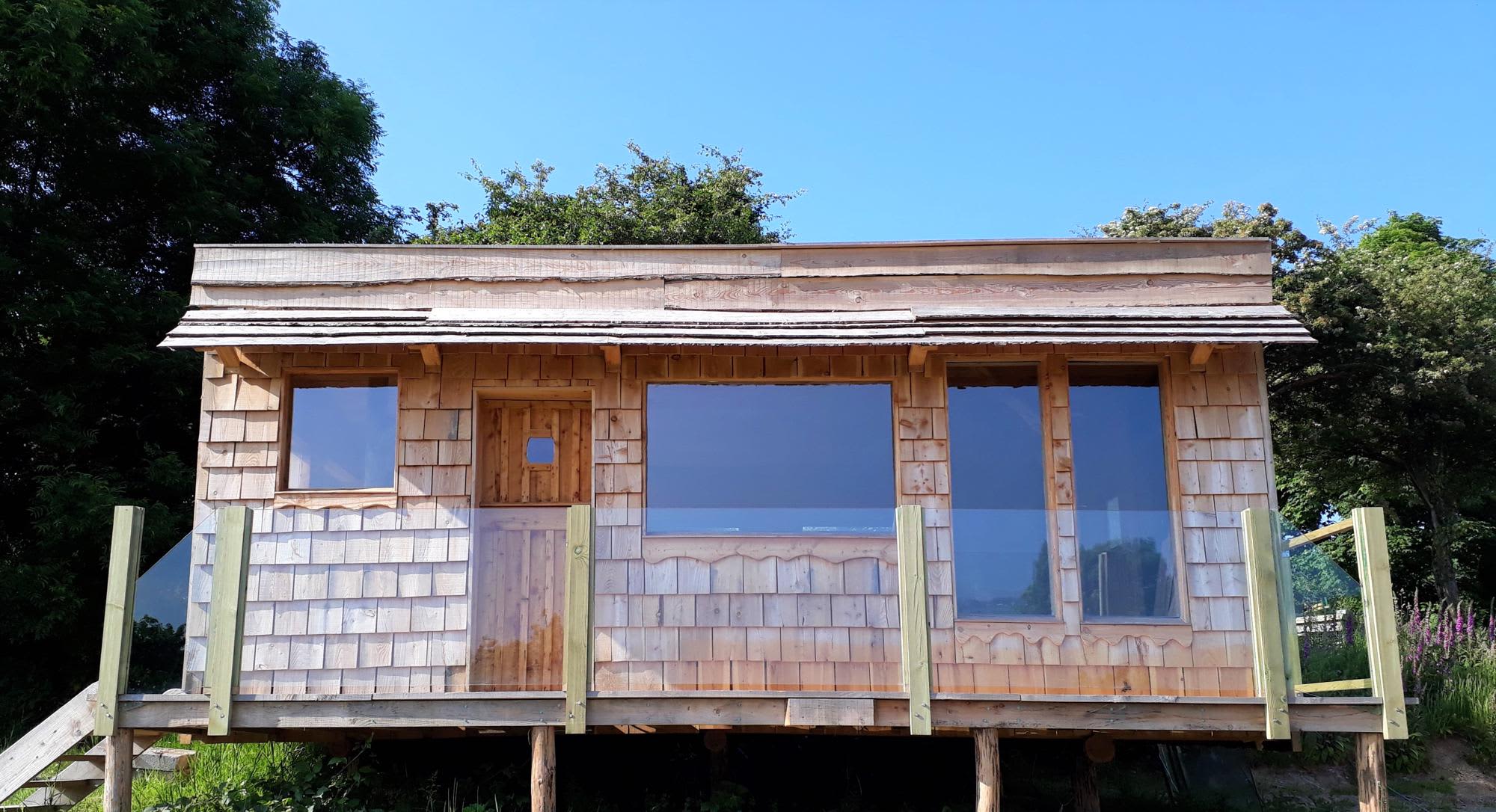 Our hand built camp kitchen with amazing views