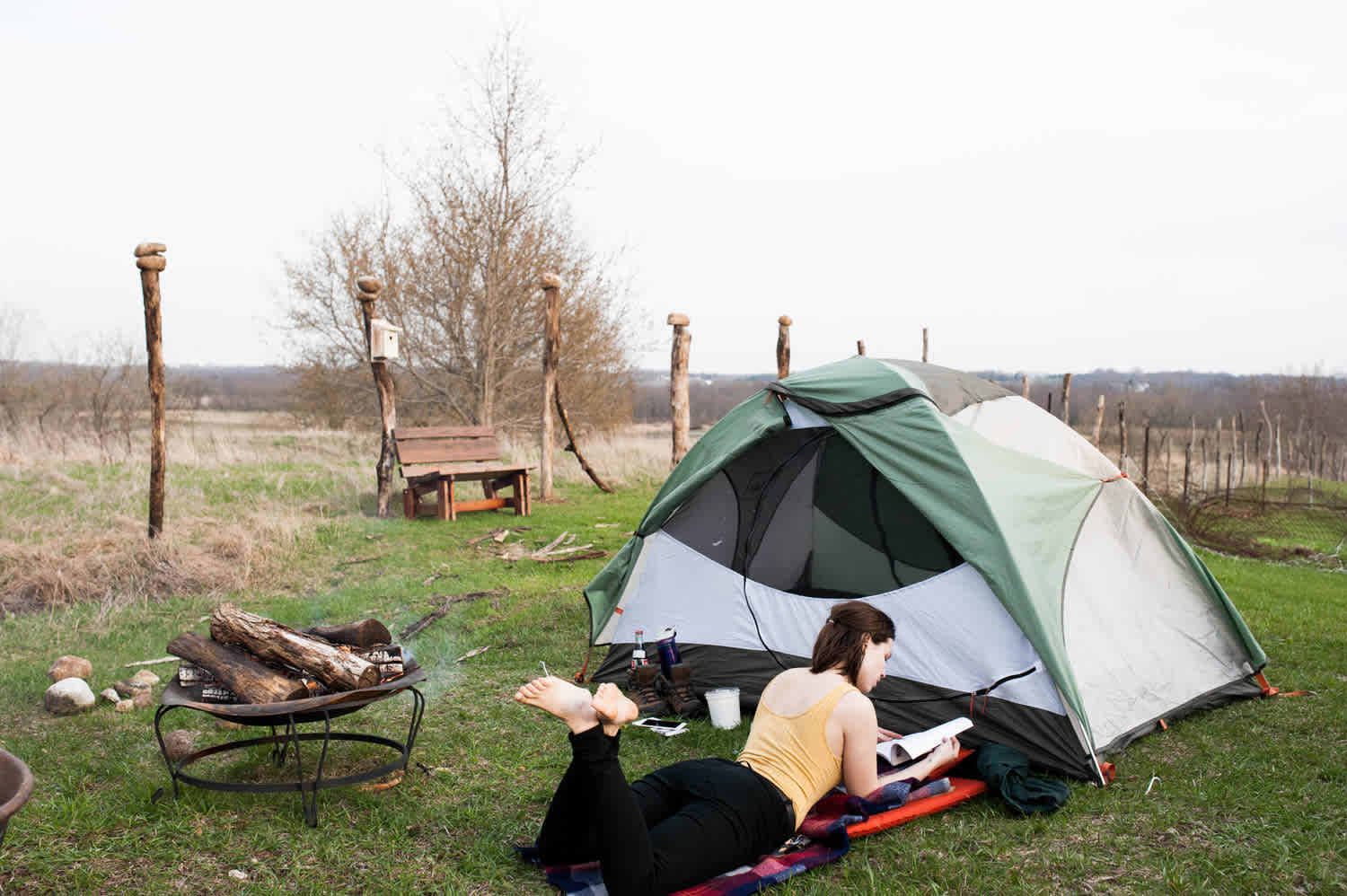 Relaxing at camp.