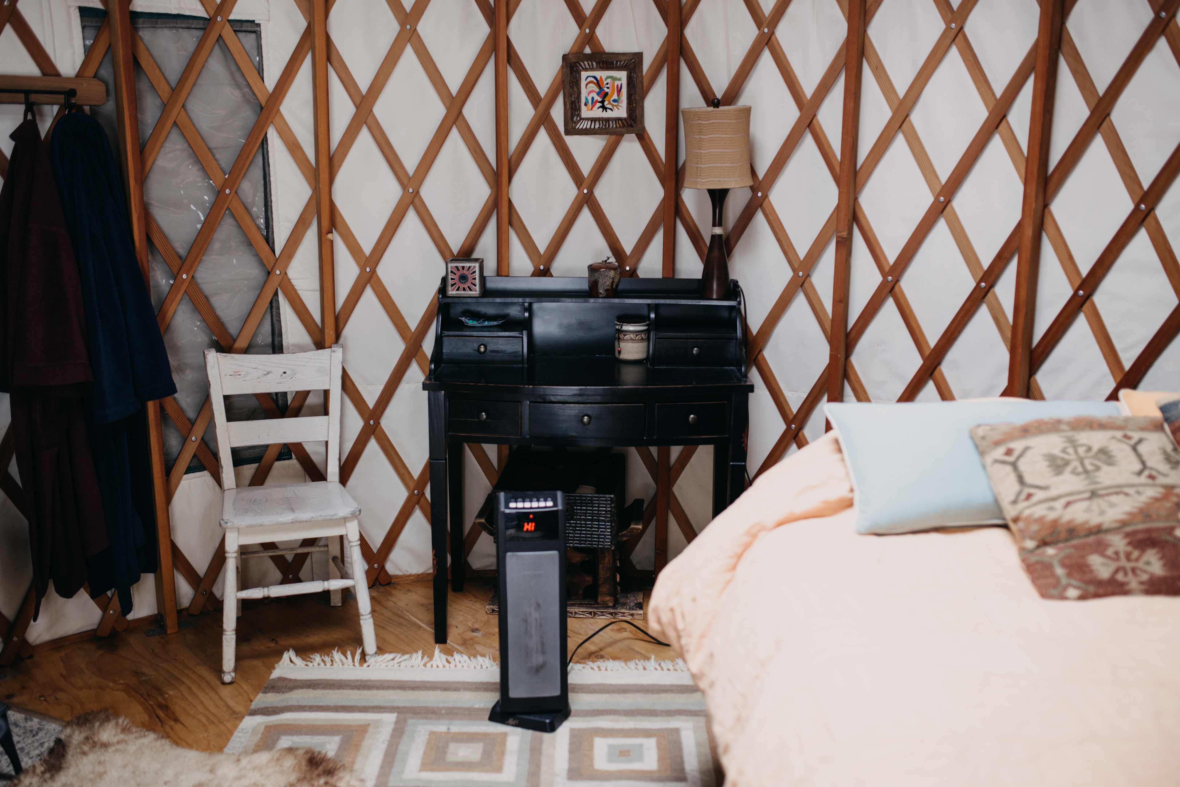 They provide a heater just in case! But the fire was perfect for the small space. 