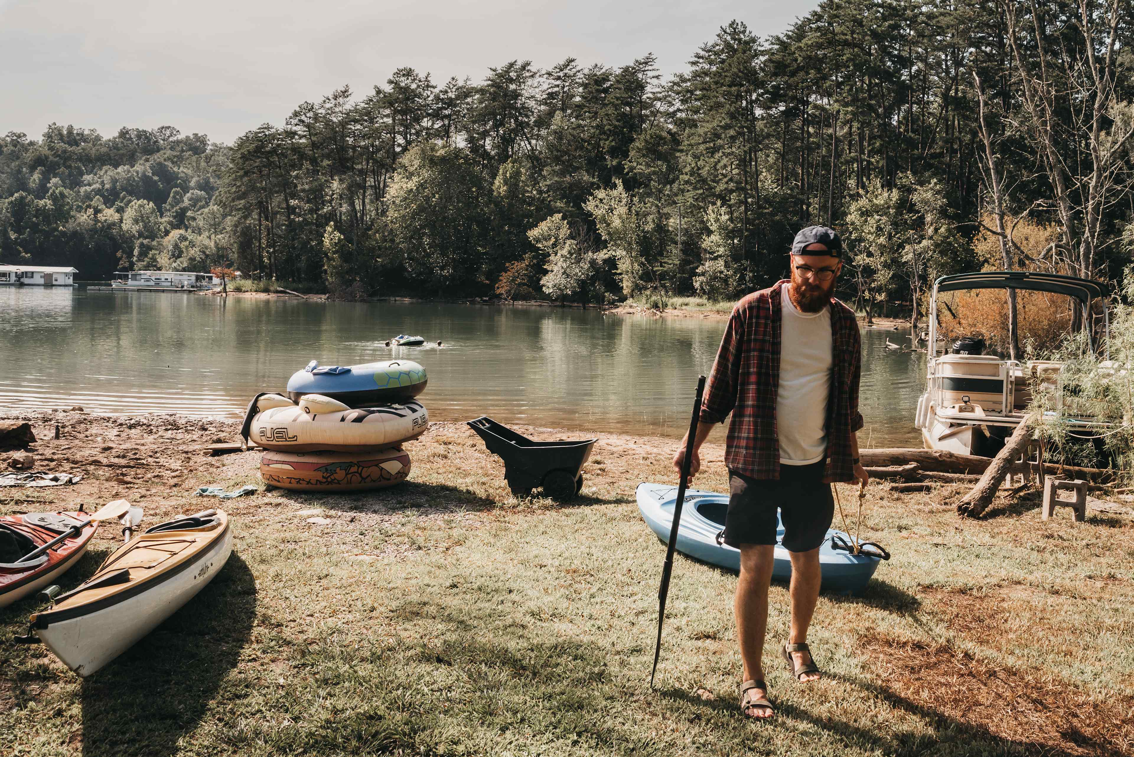 Lake access from the property with a kayak you can use to explore the water.