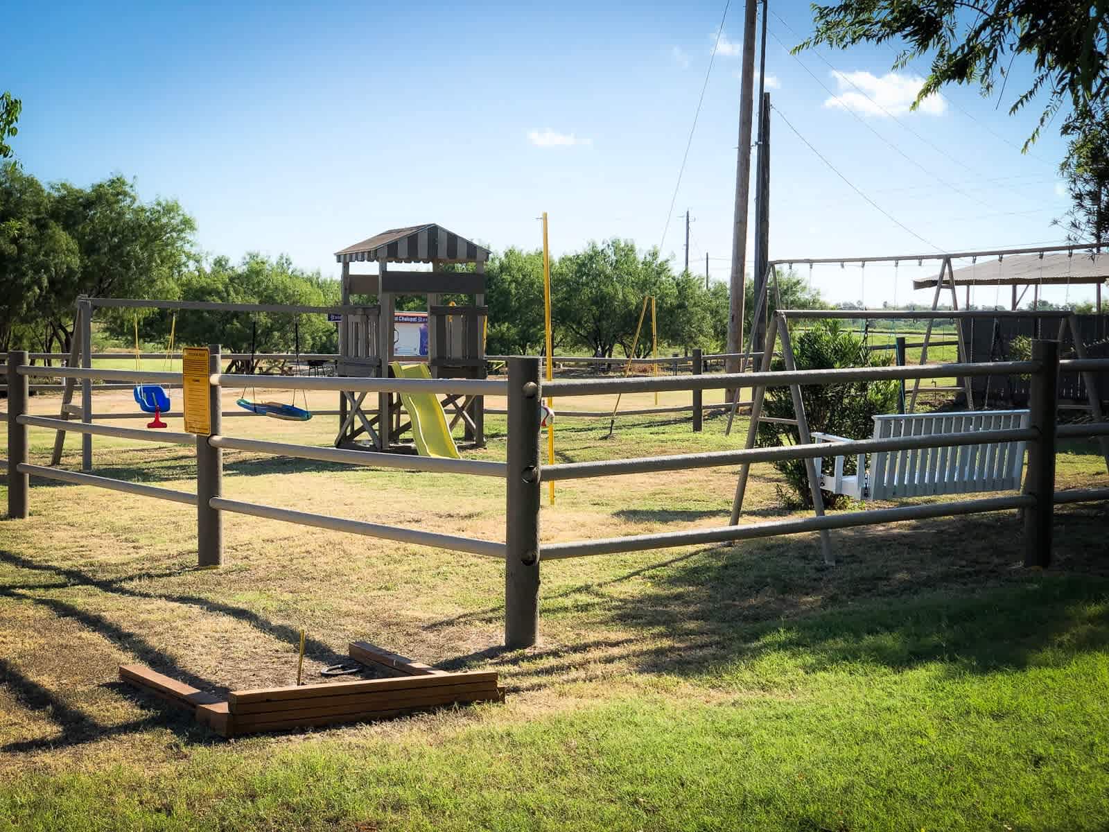Playground camping smores campfires and winter texans in motorhomes all year playing golf