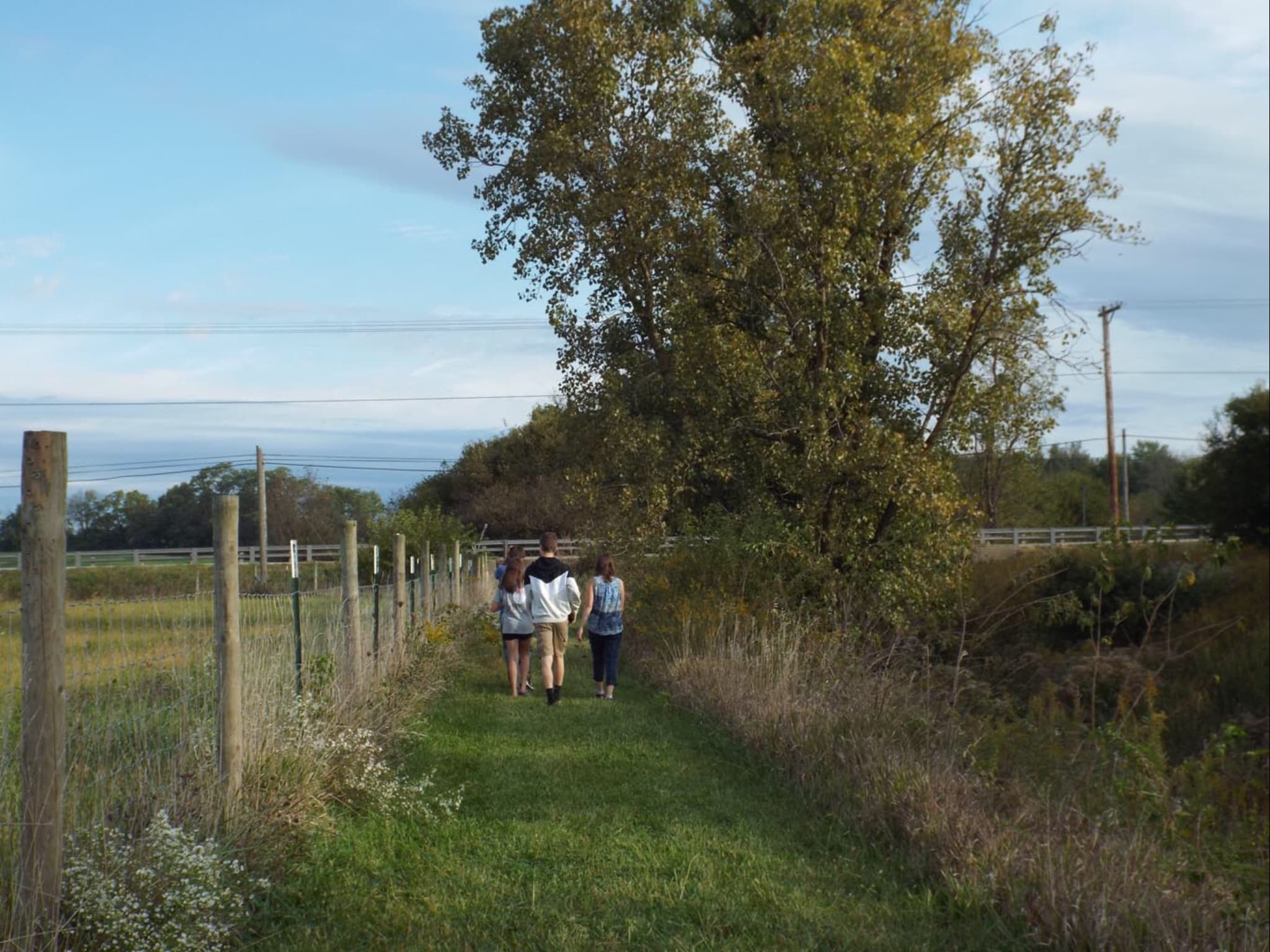 Nice walking trail around the property.  Enjoy sight and sounds of the creek. As well as, walking next to the animals in the pasture. 