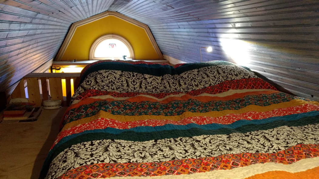 Sleeping loft inside the tiny house