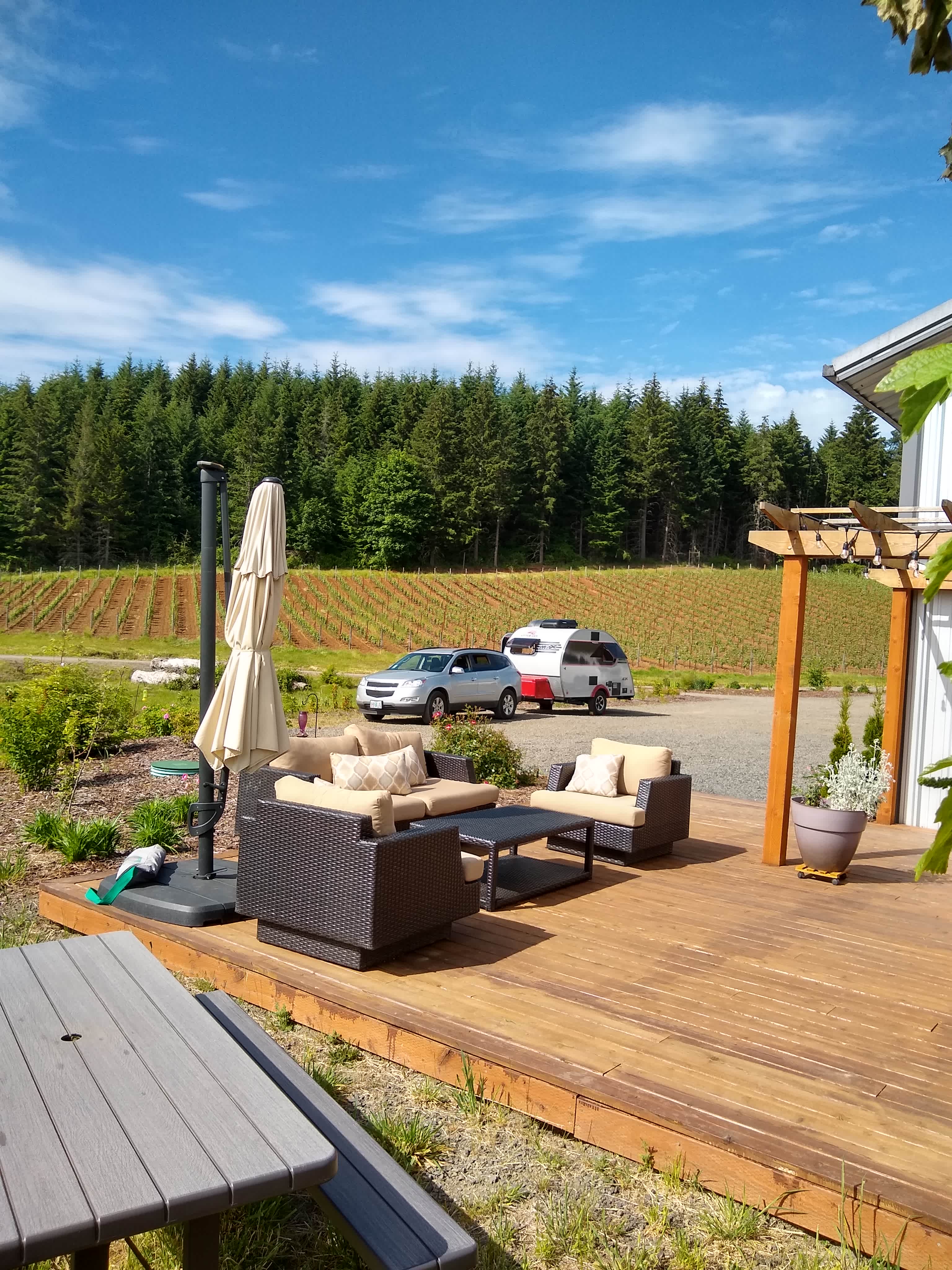 Lovely deck and wine tasting