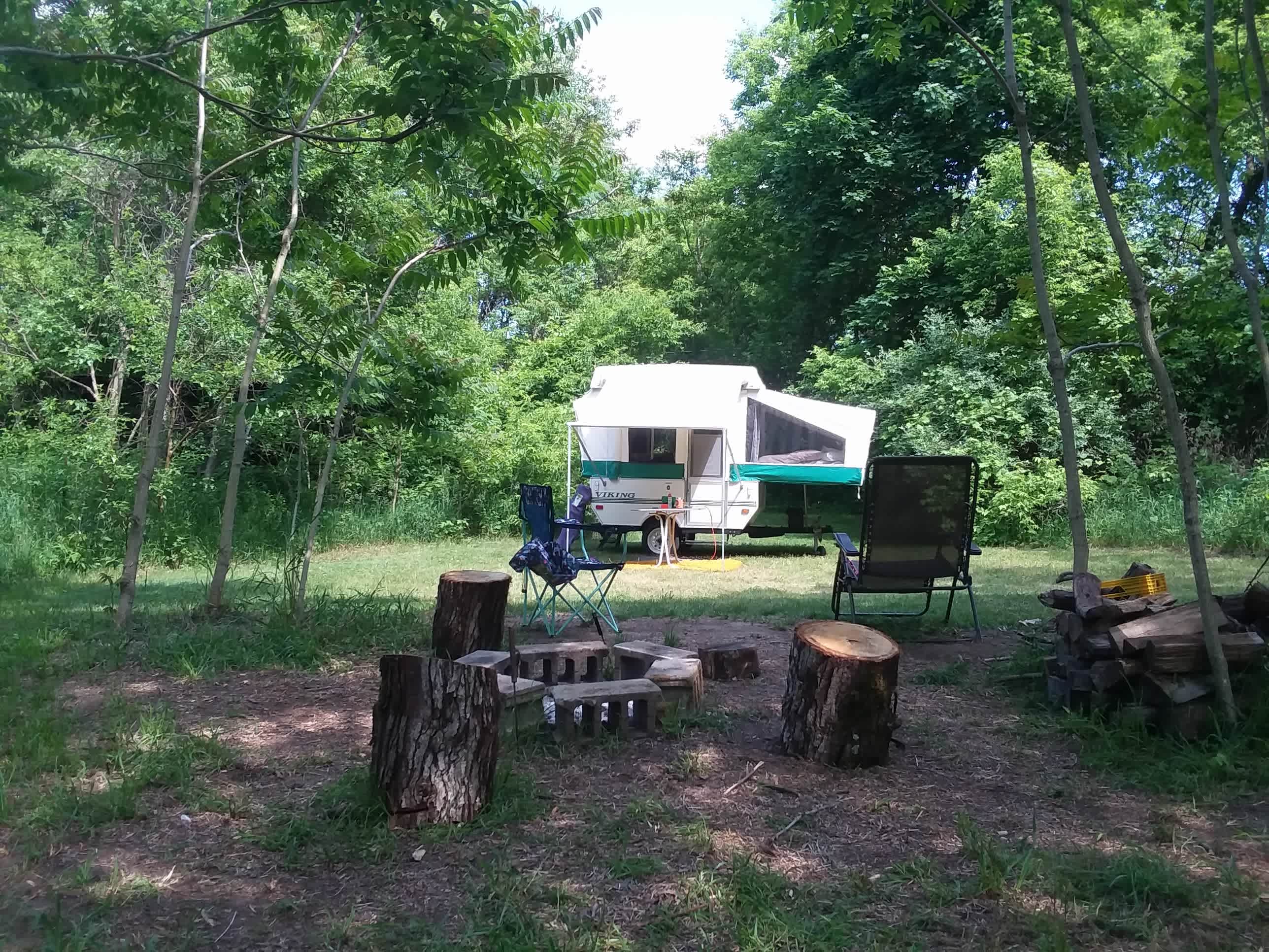 Great spot to park a popup or small camper near to the bonfire. 