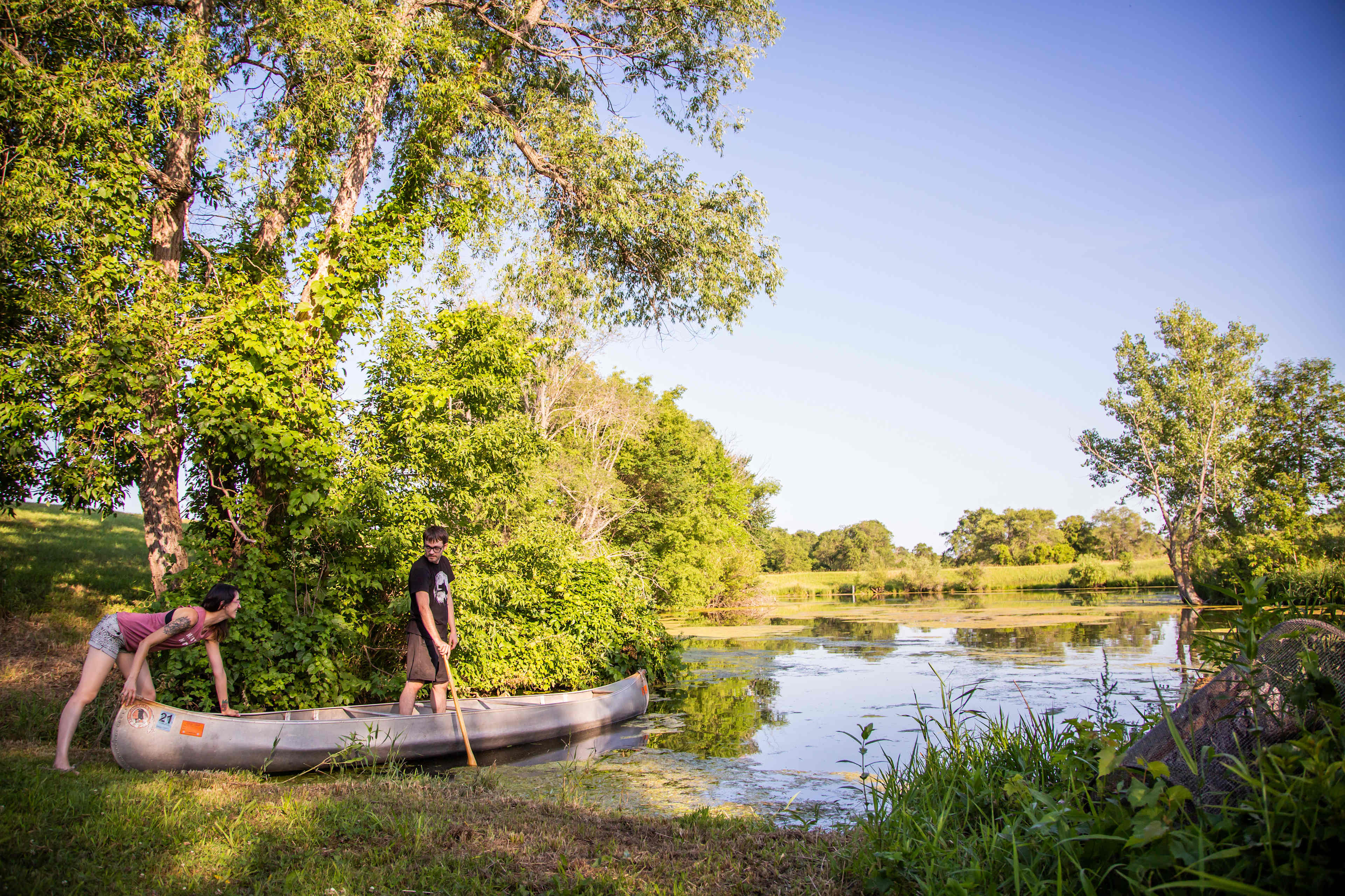 Spending some time out on the lake in one of the two canoes is highly recommended!