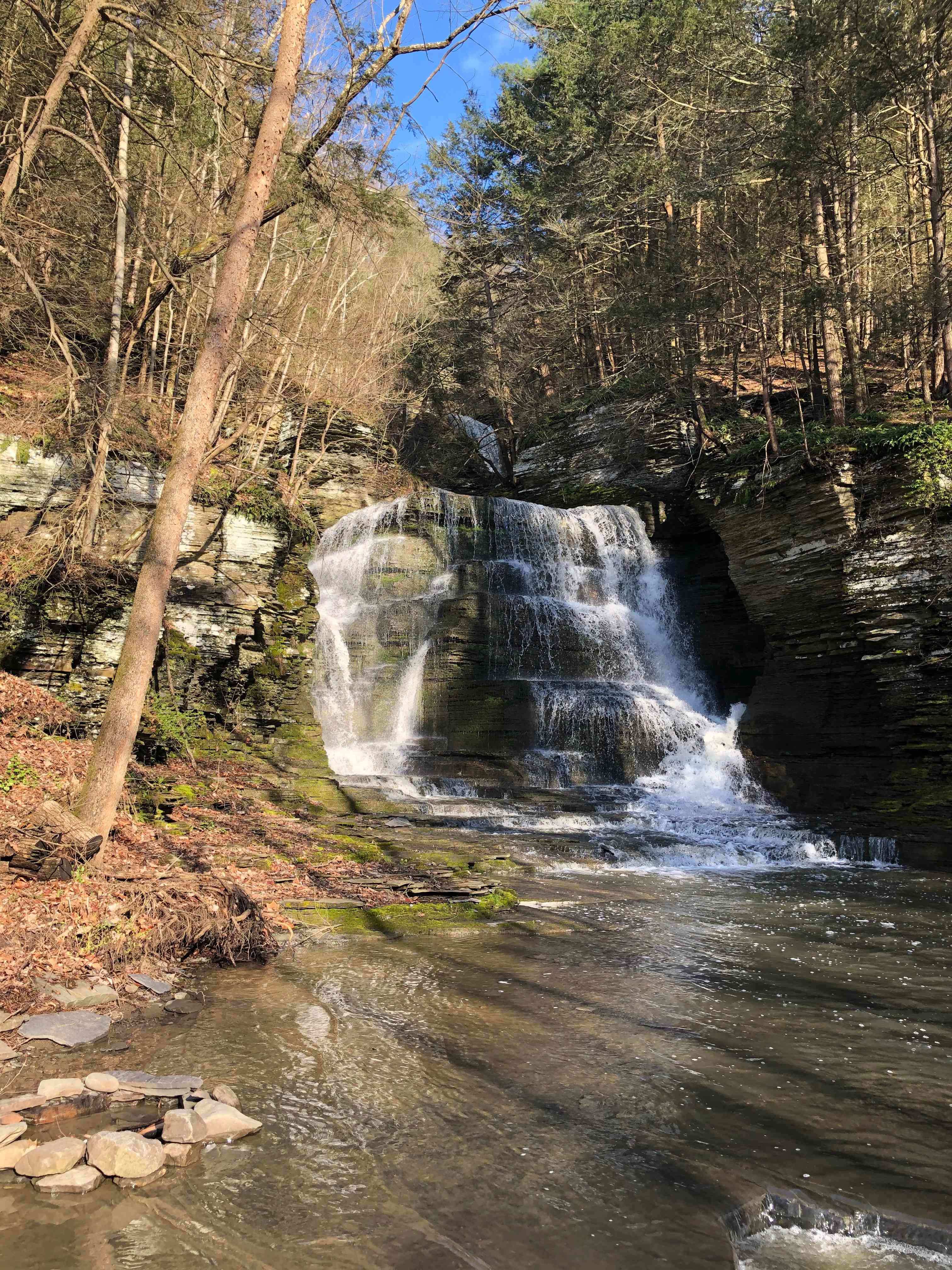 This is what the waterfall looks like most of the year except in the late summer when the flow is less.