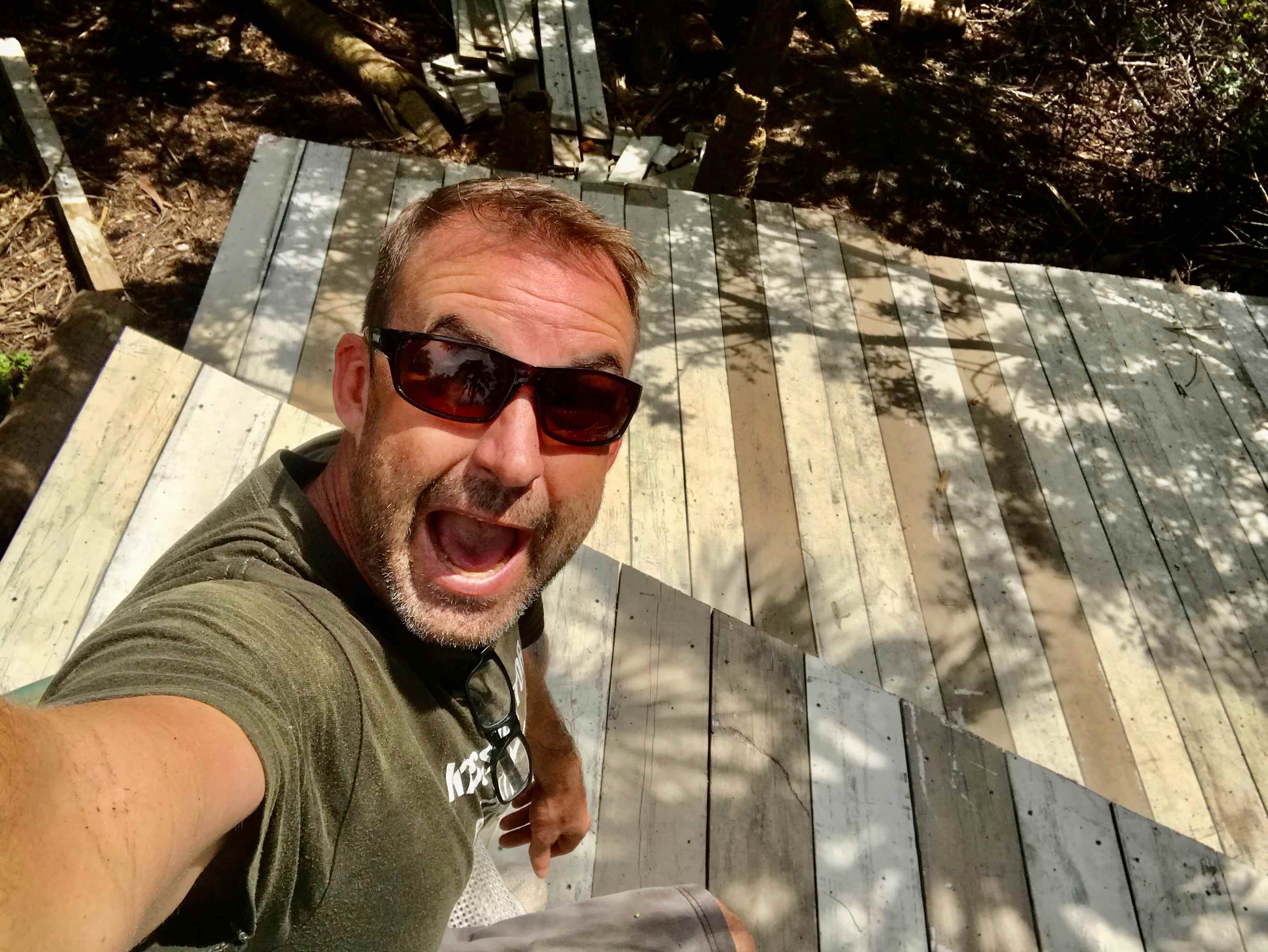 Having fun on the upper deck at campsite #1.