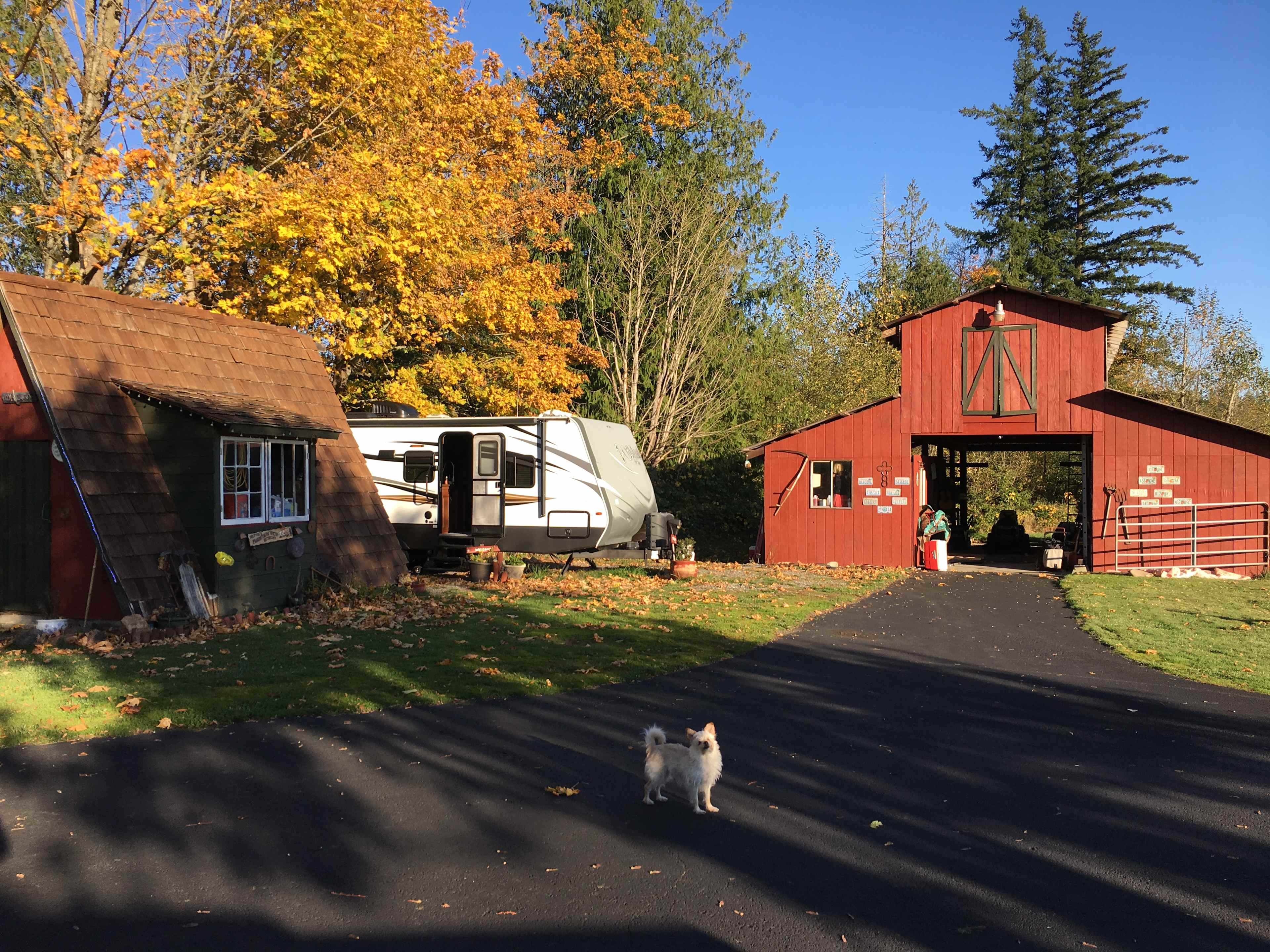 You will park in front of the barn 