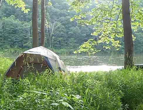 Tent camping along the Yough river.