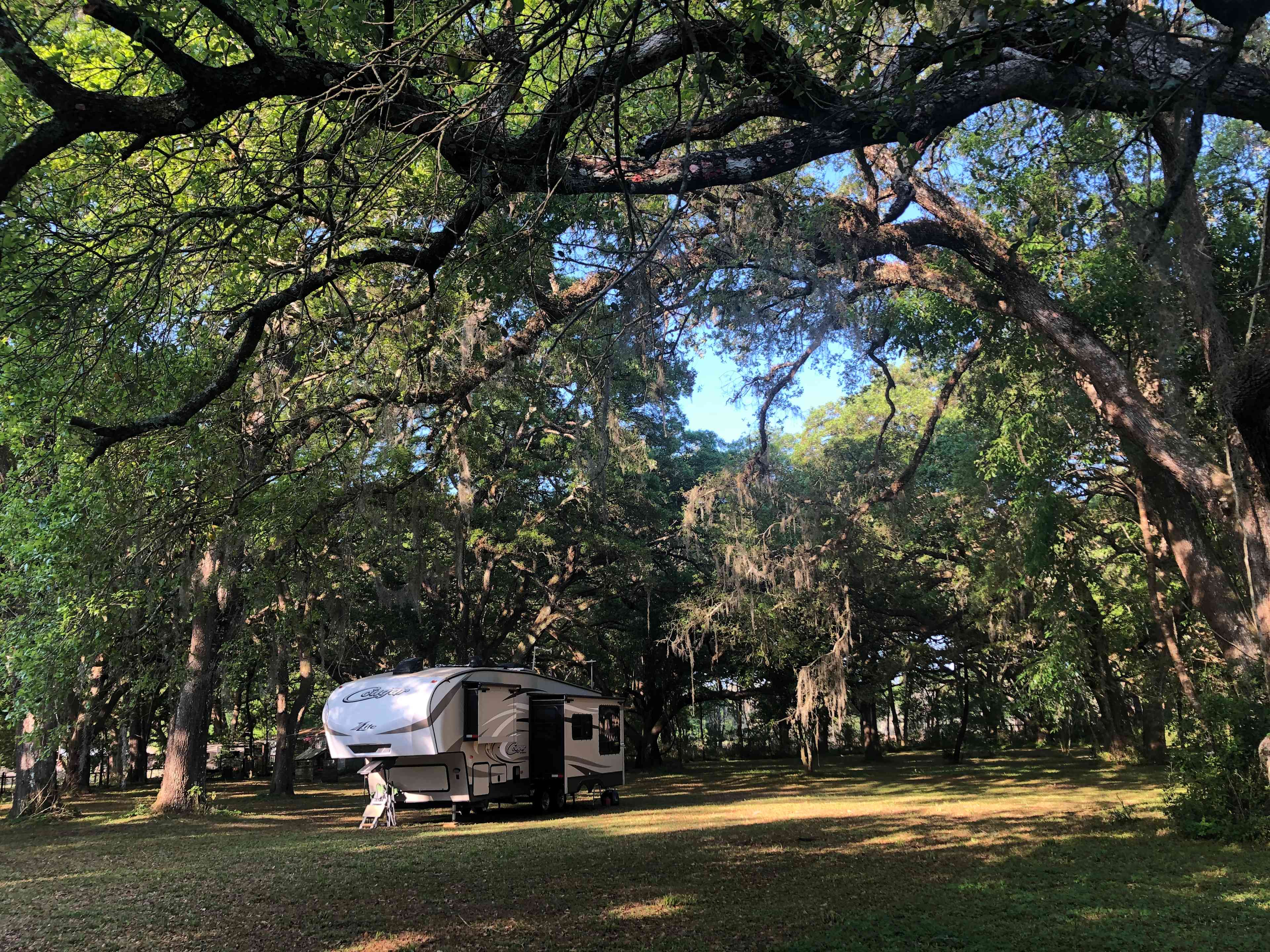 Notice how much room this large 5th wheel has around and above it.