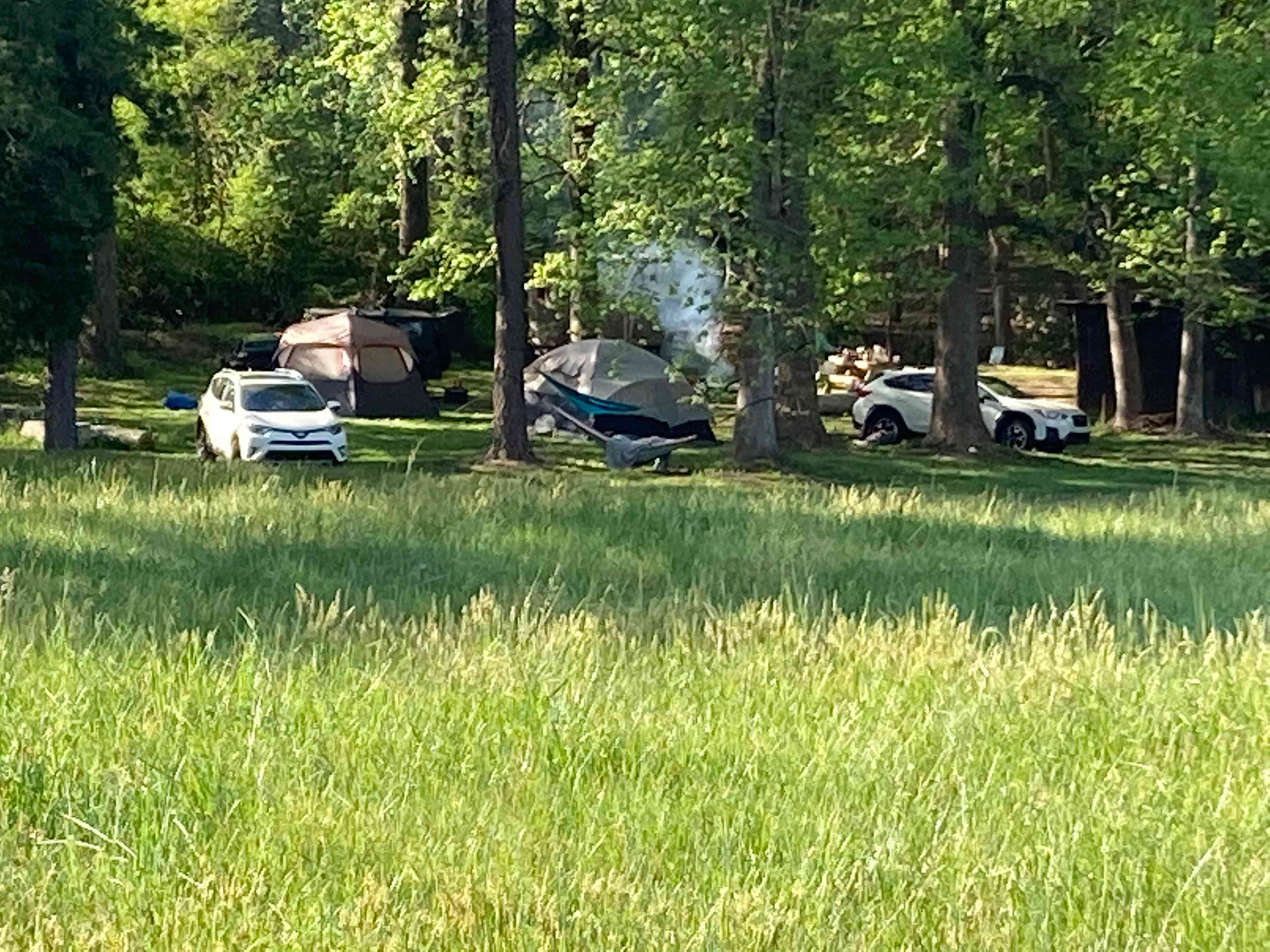 Site # 1 located to your left. As you can see, there is plenty of room for a large group on campsite #1