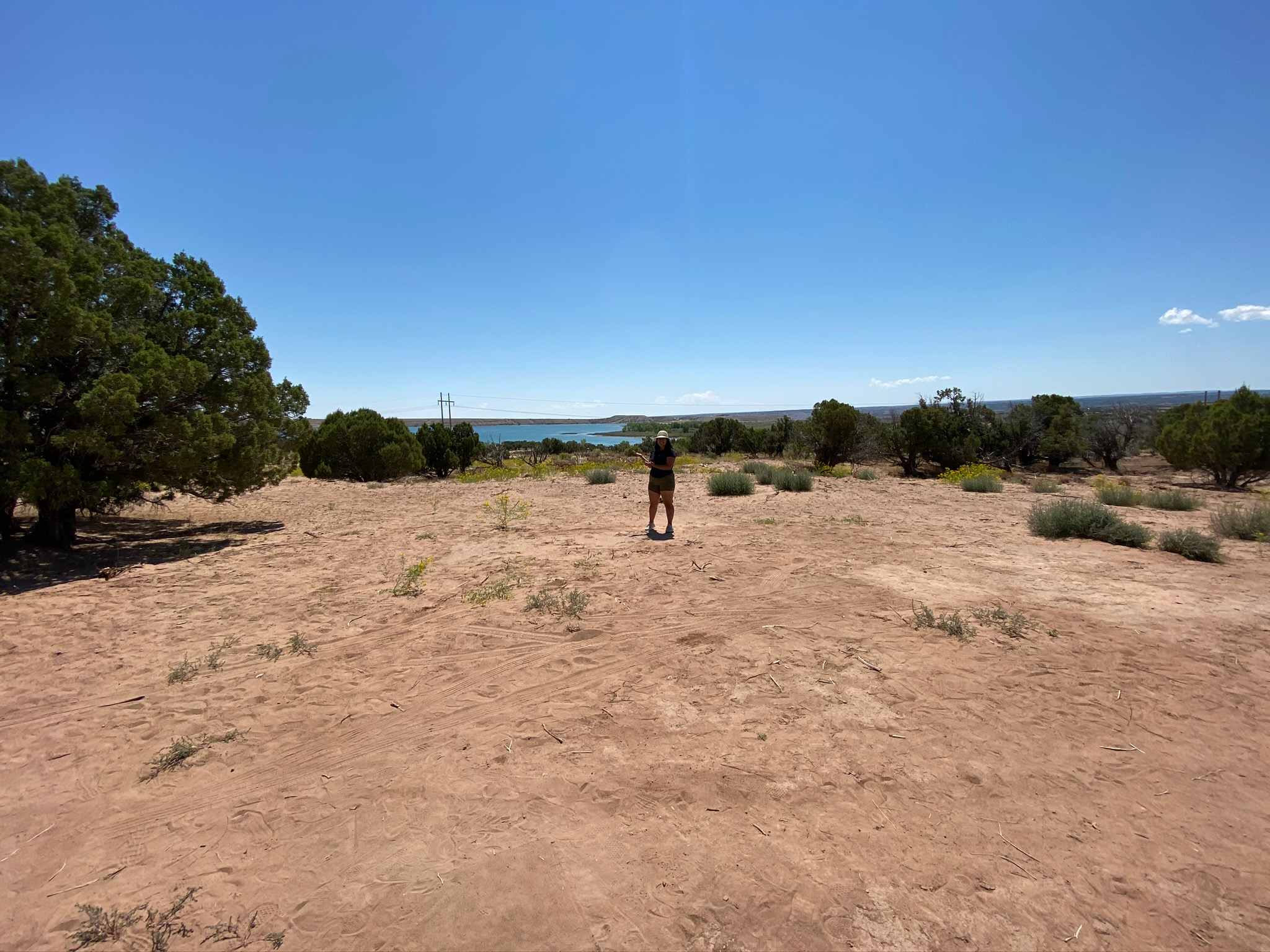 on property with lake in the background
