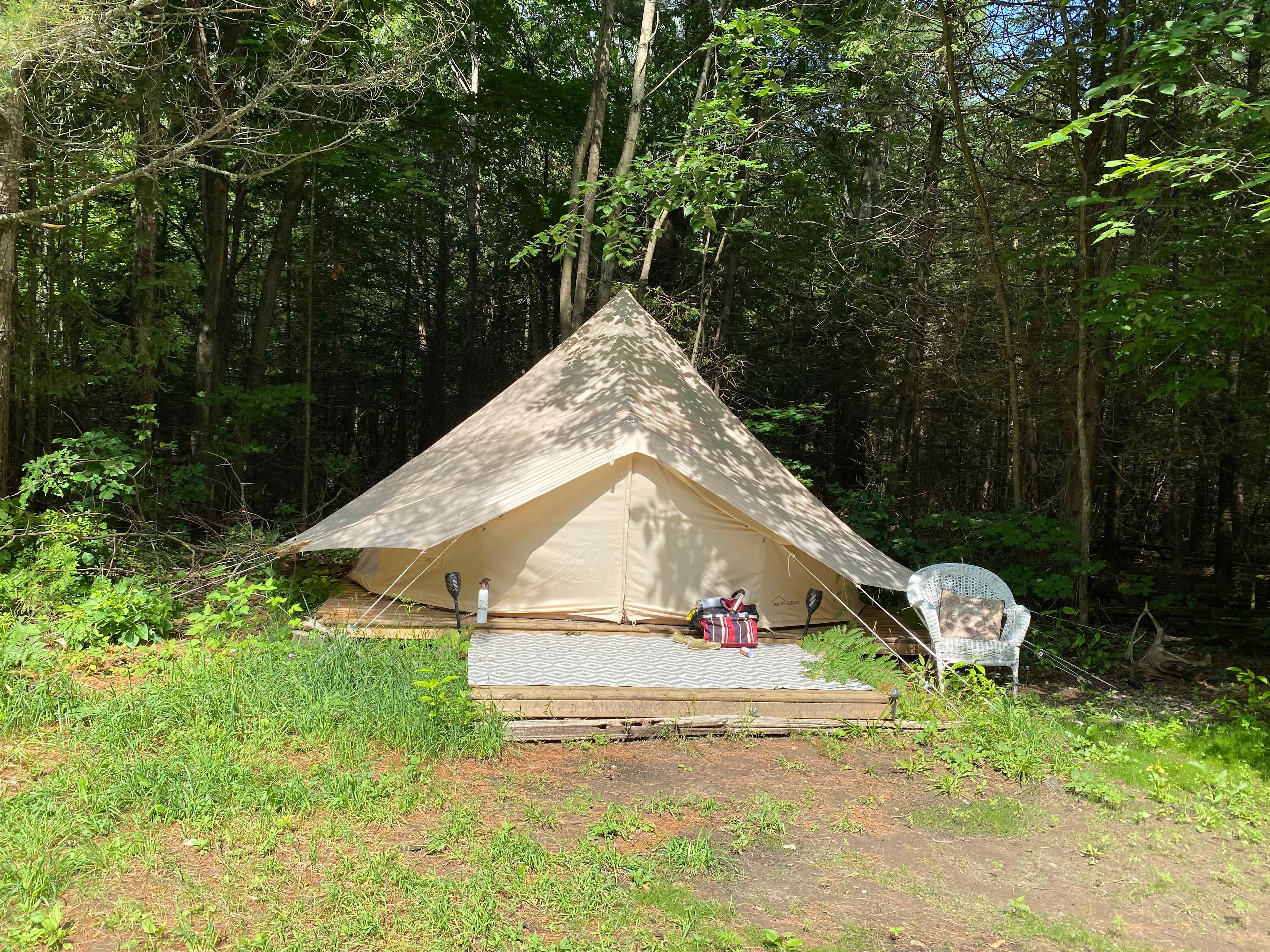 Canvas tent closed.