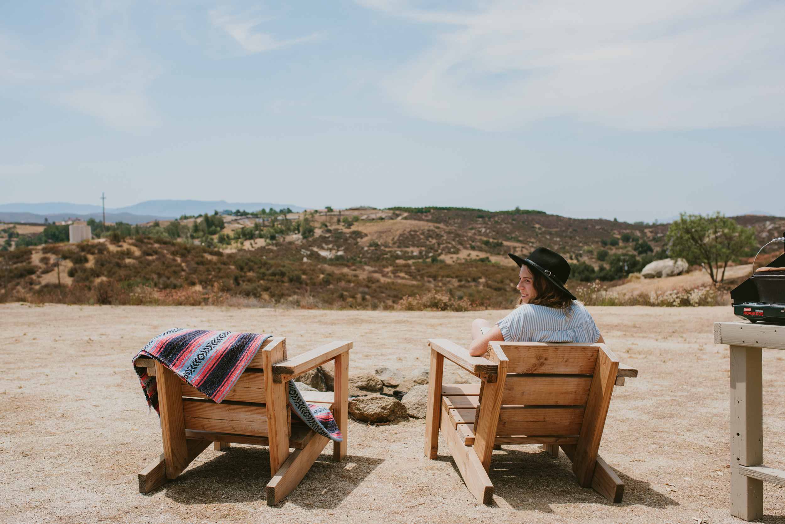 Relaxed low seated chairs at each spot. 