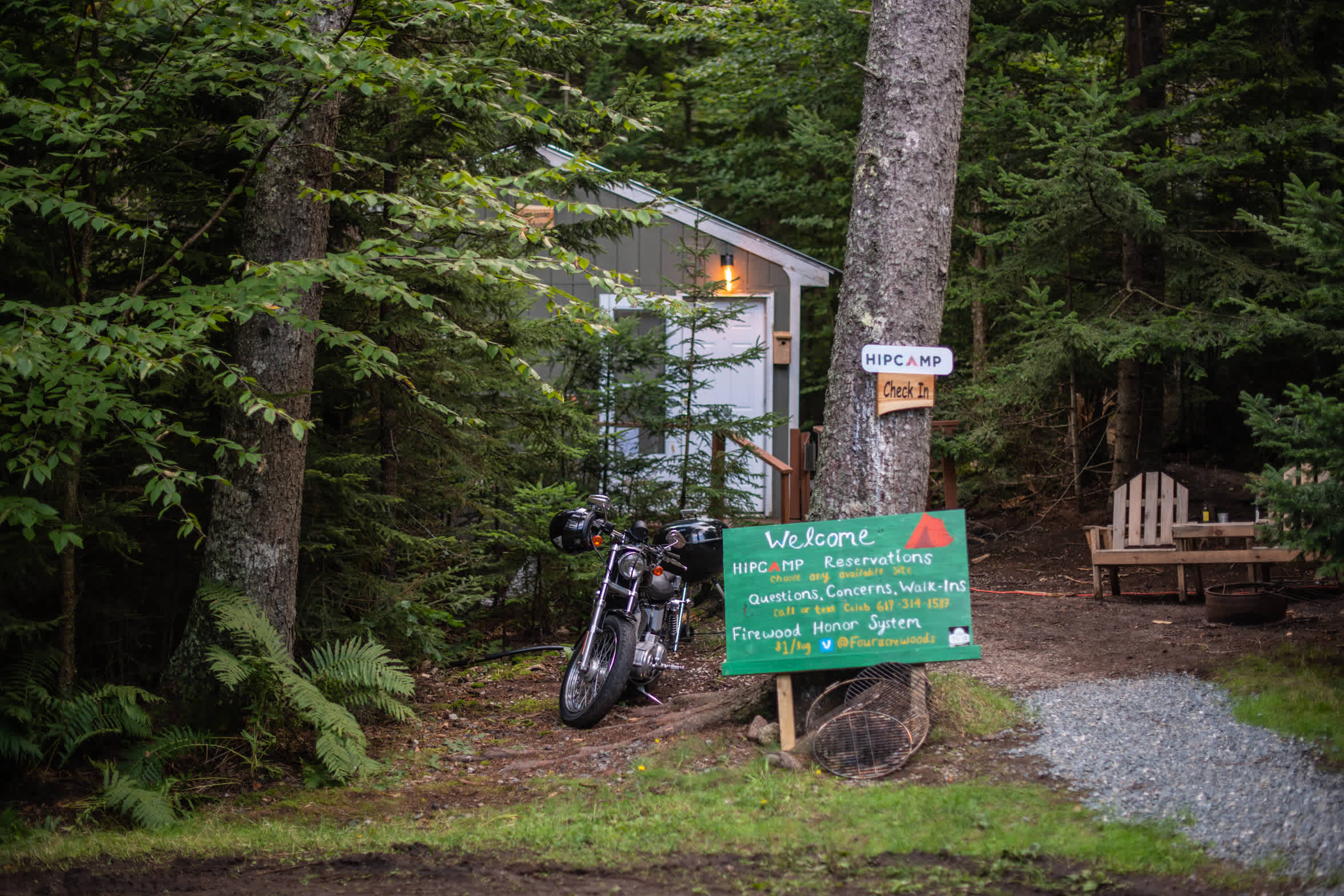 The check-in area and host cabin.