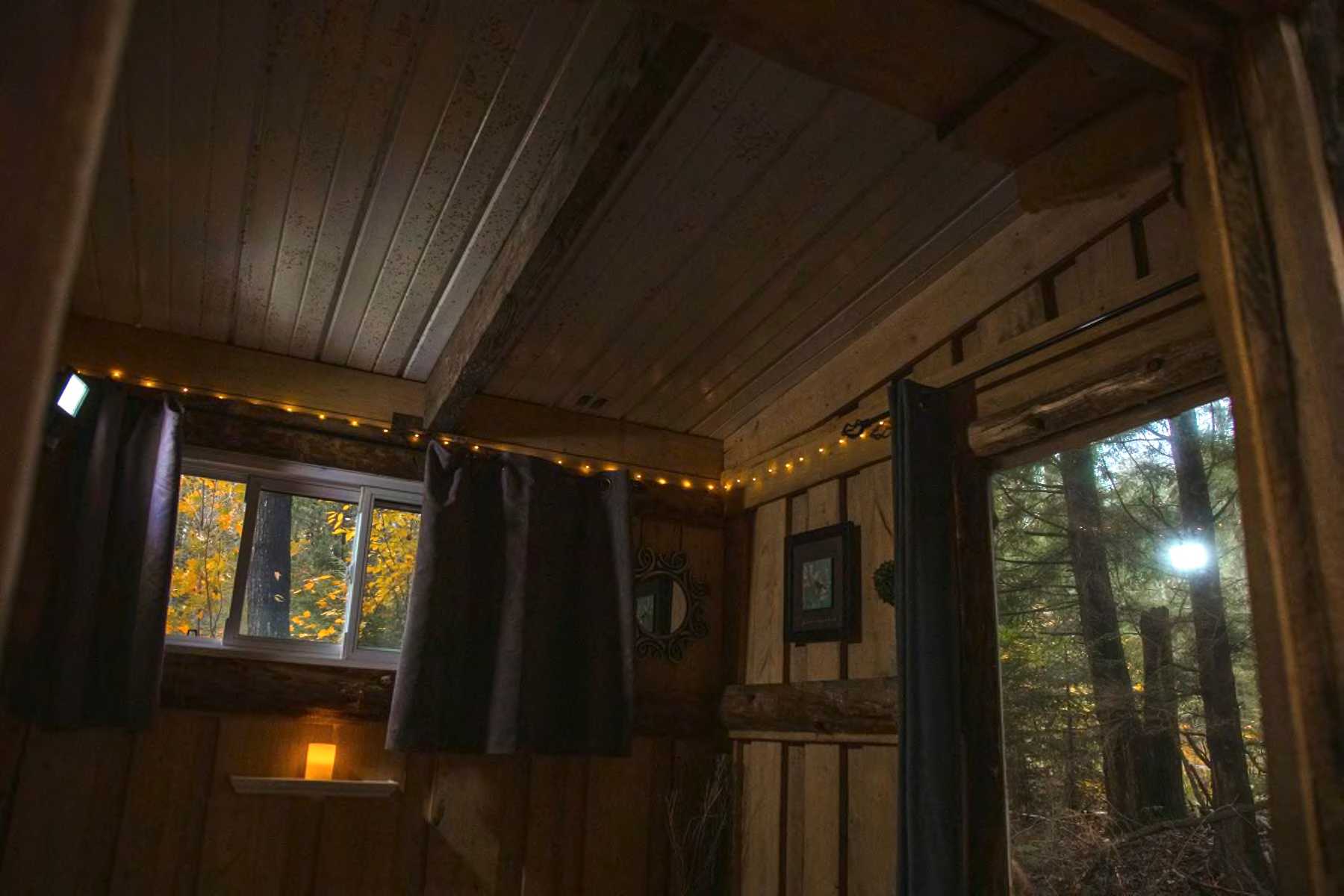 Inside the Yurtle is very cozy, but there's still plenty of room to stand, stretch and look outside.