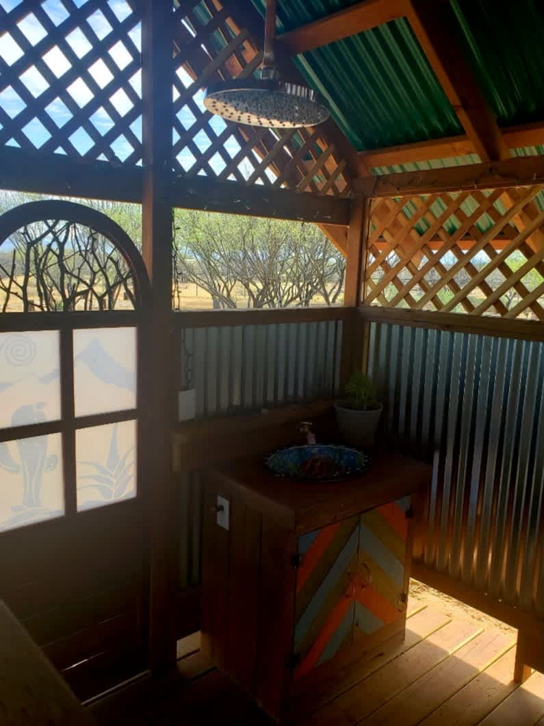 Shower house with toilet and sink
