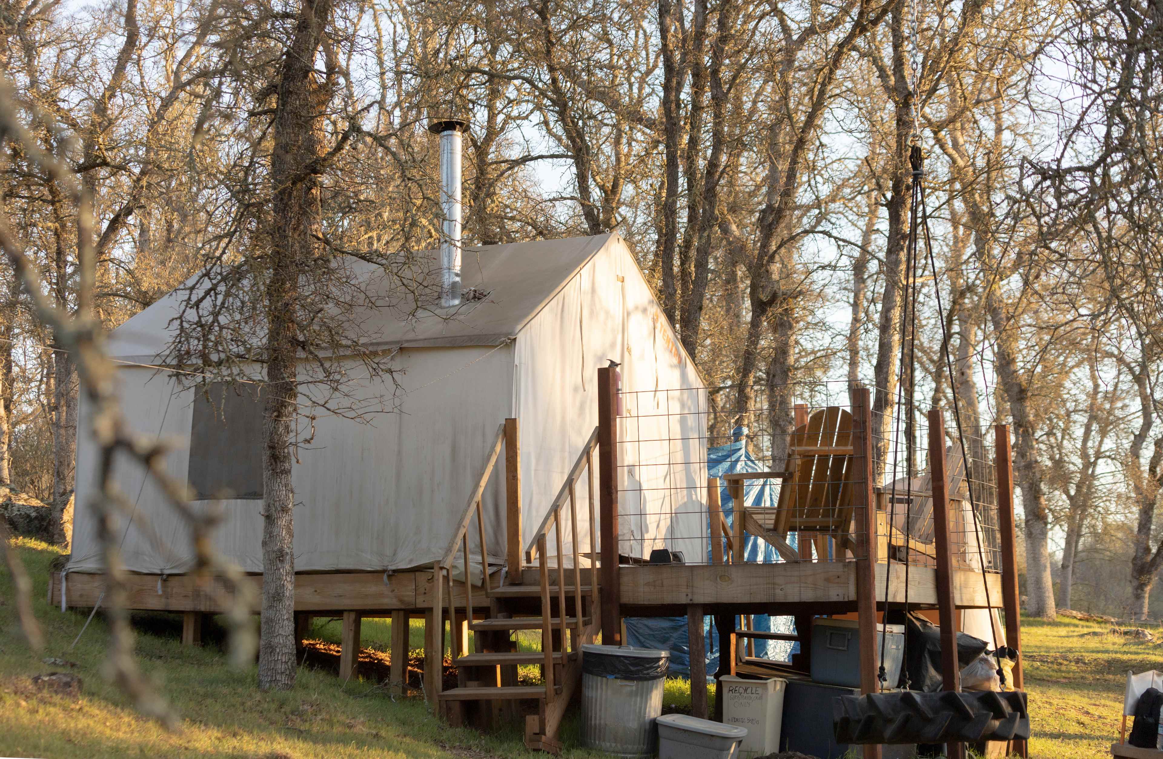 Tent with a deck