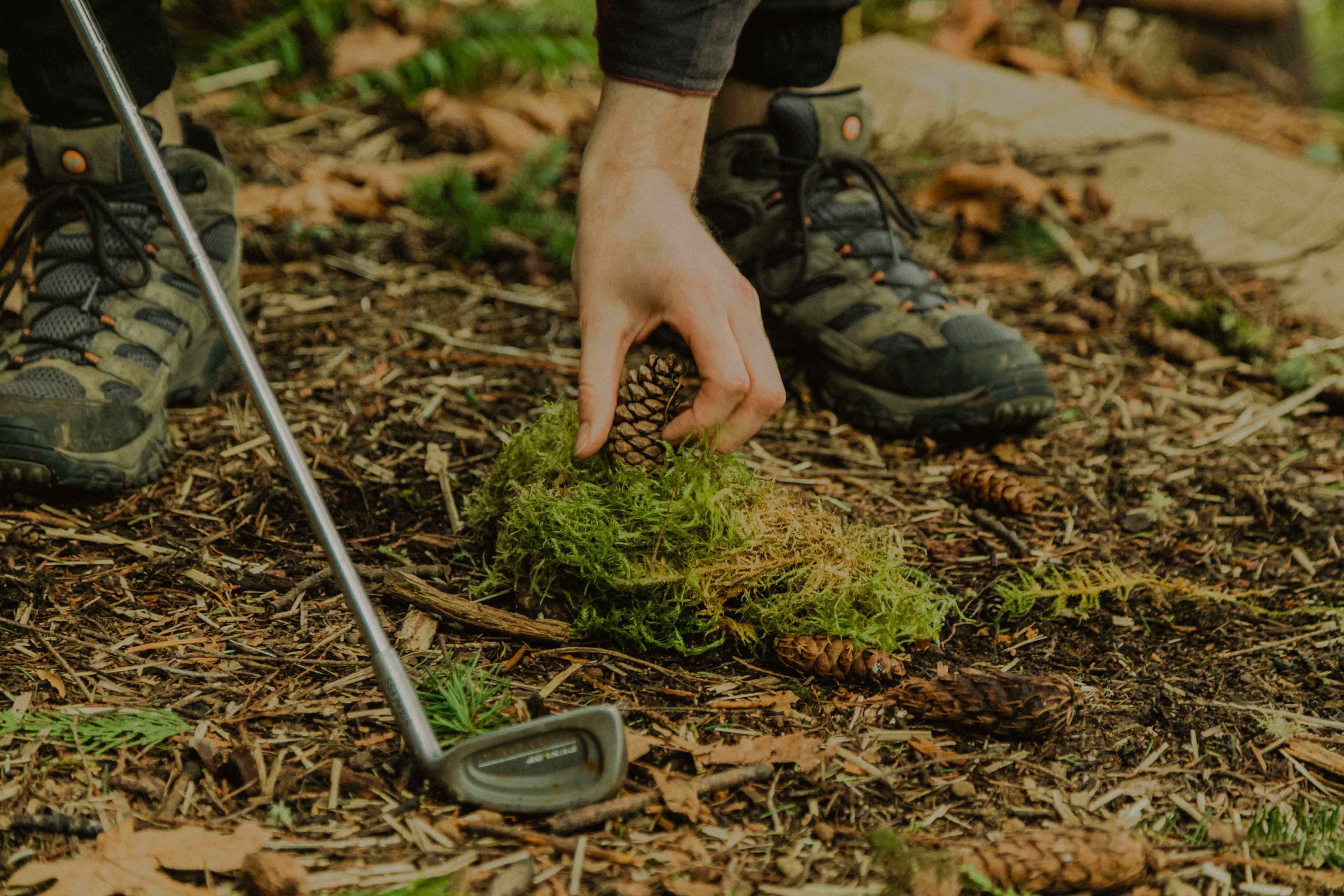 Jerrett's tip of using a pad of moss as a tee. 