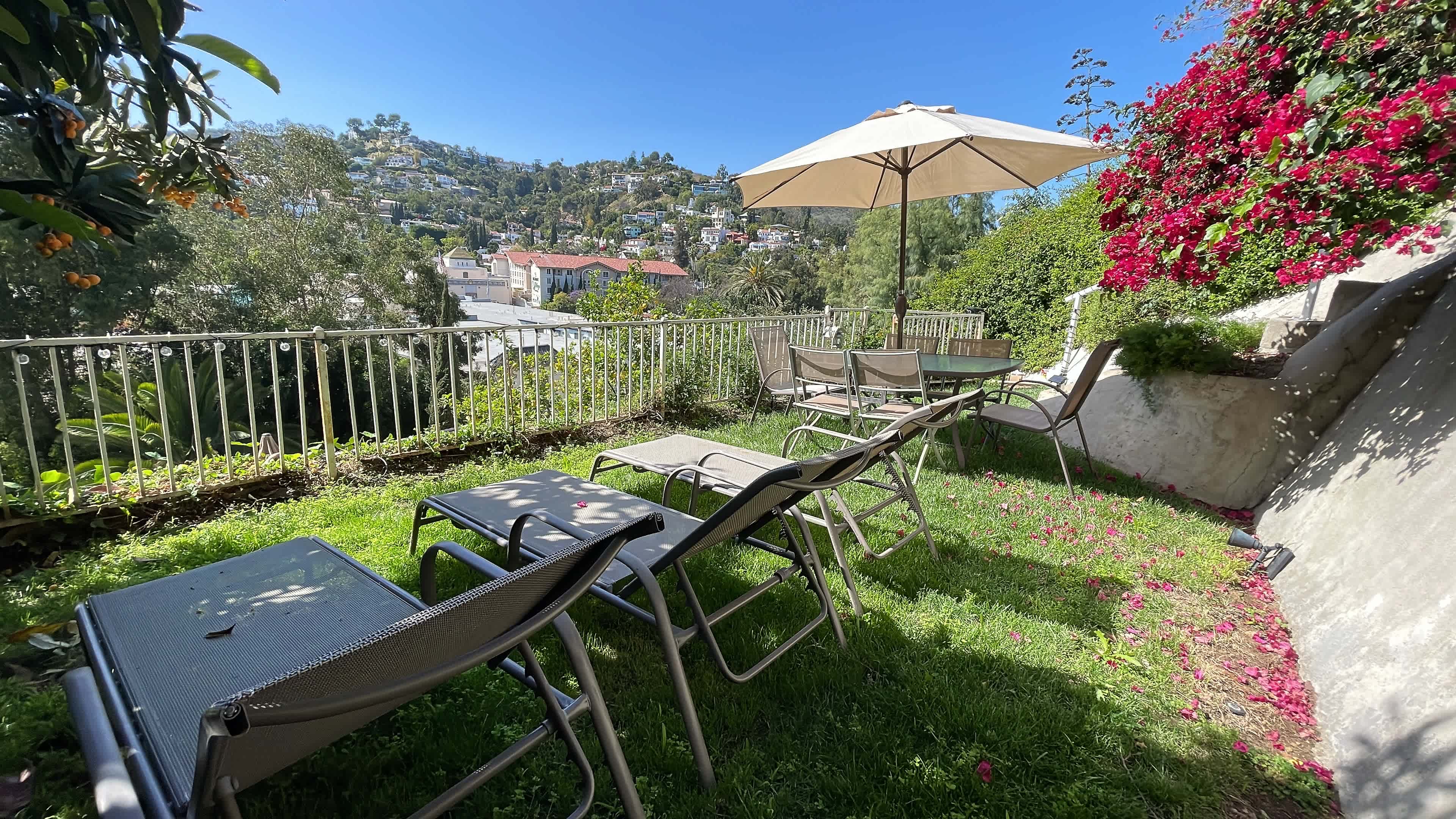Lower terrace with lounge chairs & 6 person dining set for your enjoyment 