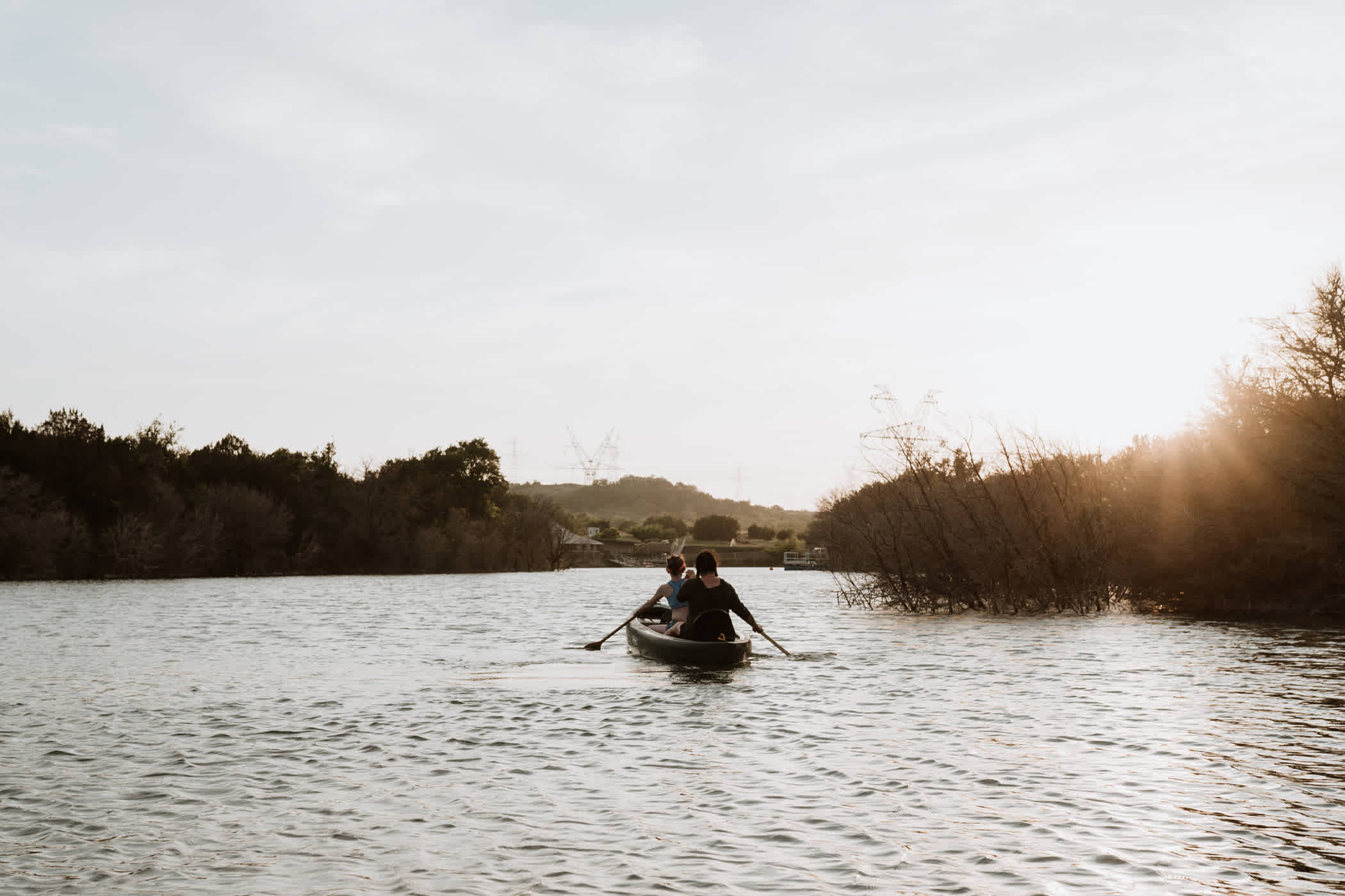 Canoeing at sunset with my daughter. 