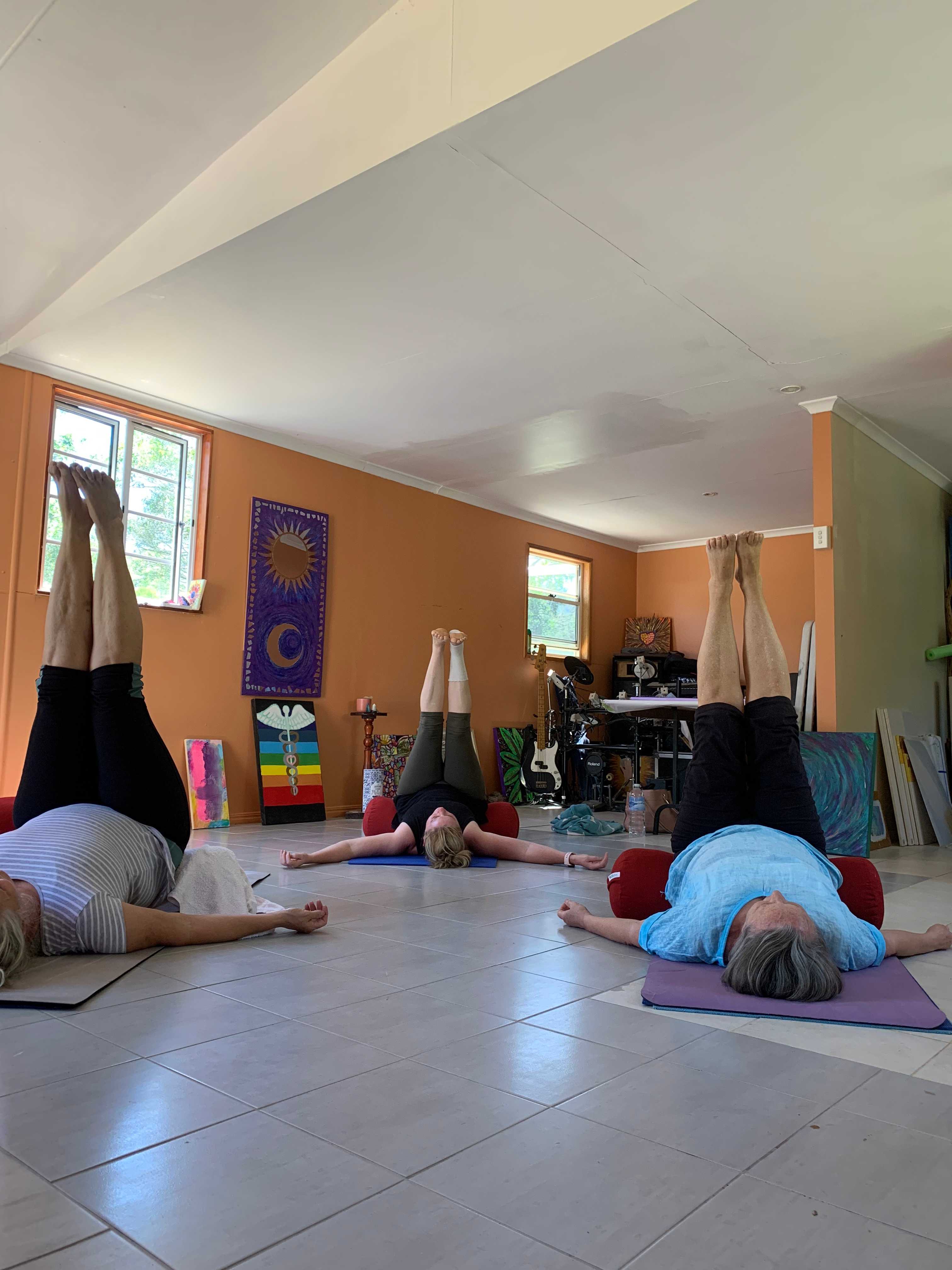 Yoga is tailored to the individual or group needs - mats and bolsters supplied