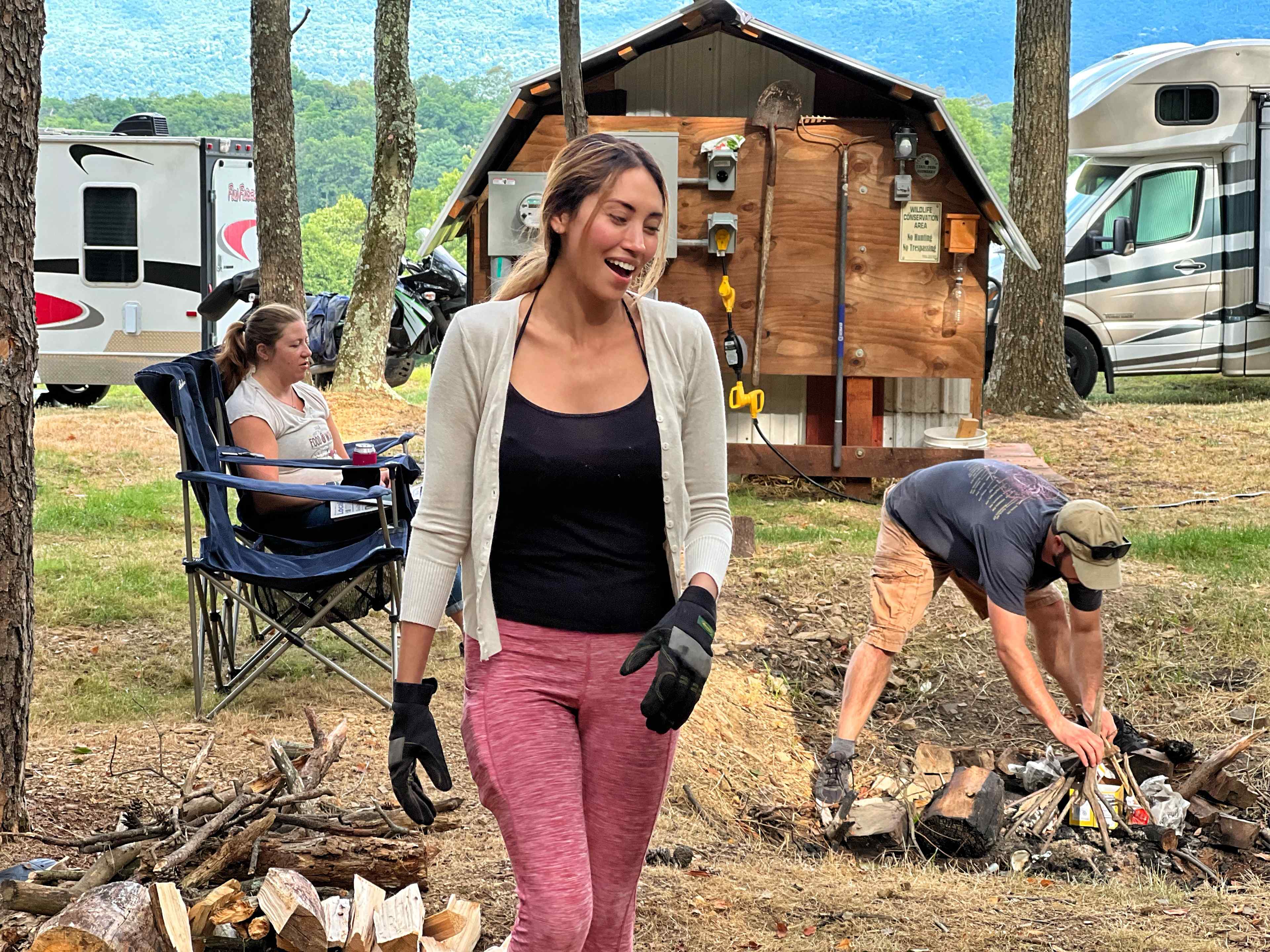 Collecting firewood.